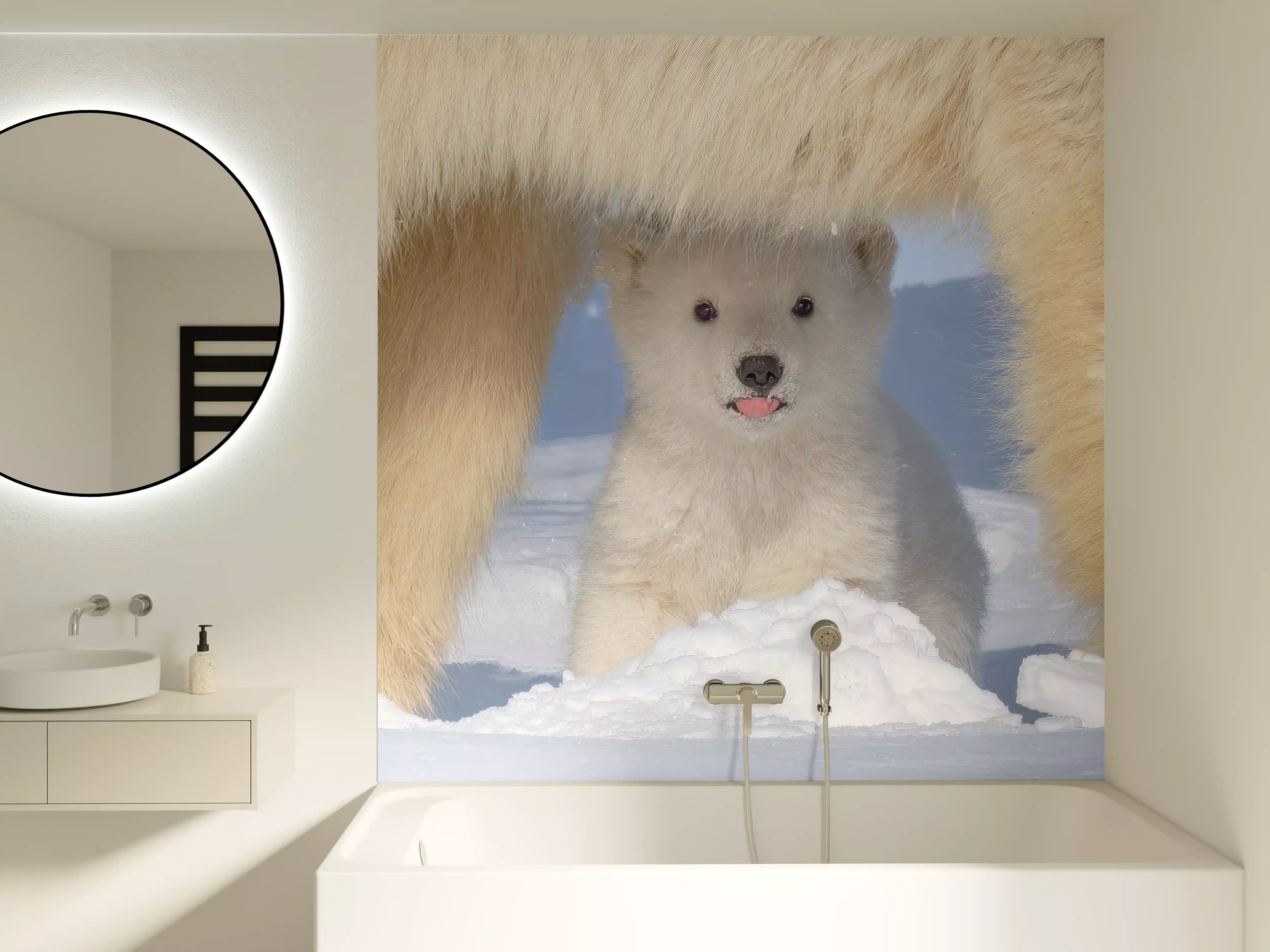 Badewannen-Rückwand - Niedliches Jungtier - Eisbär
