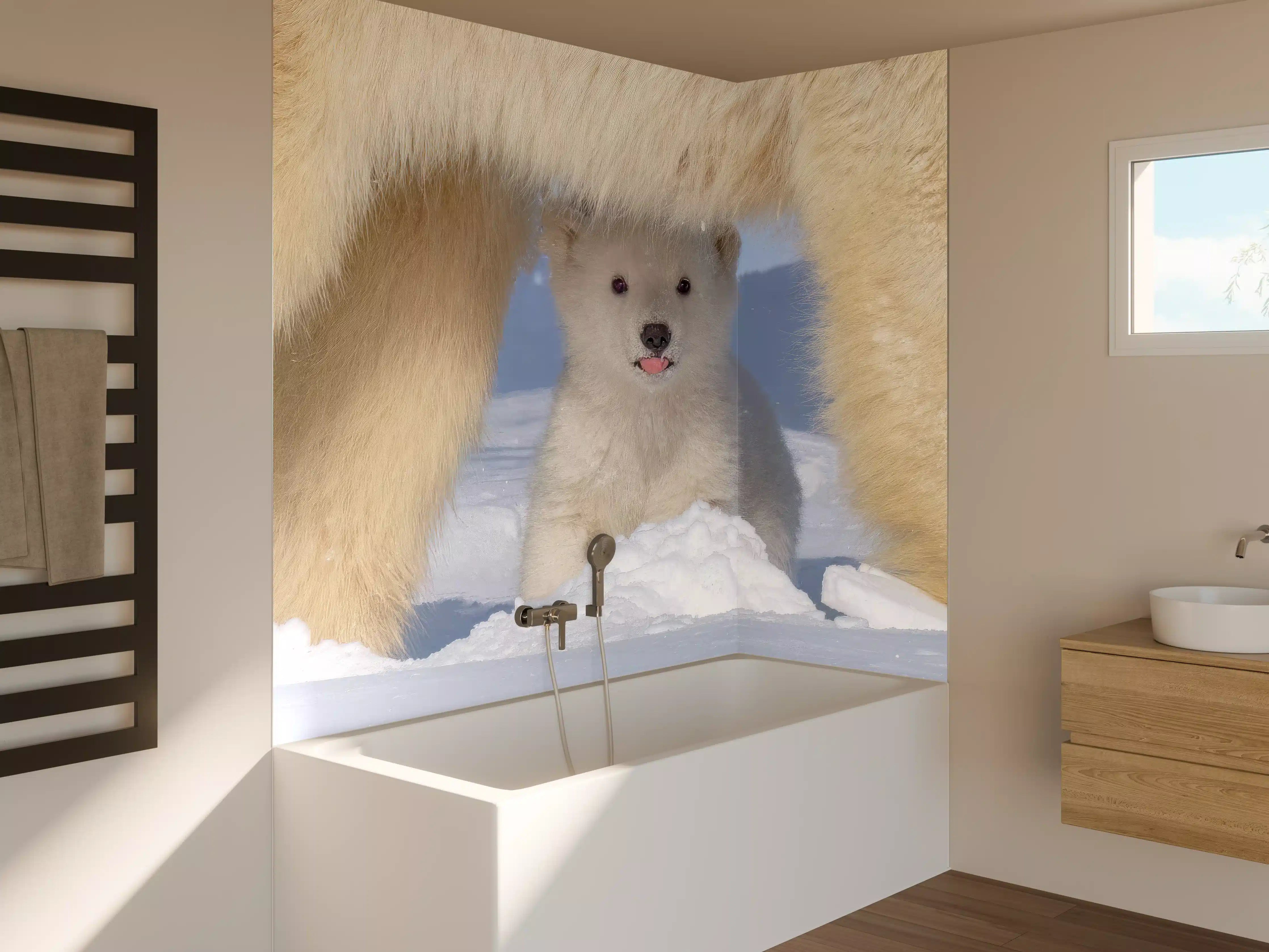 Badewannen-Rückwand - Niedliches Jungtier - Eisbär