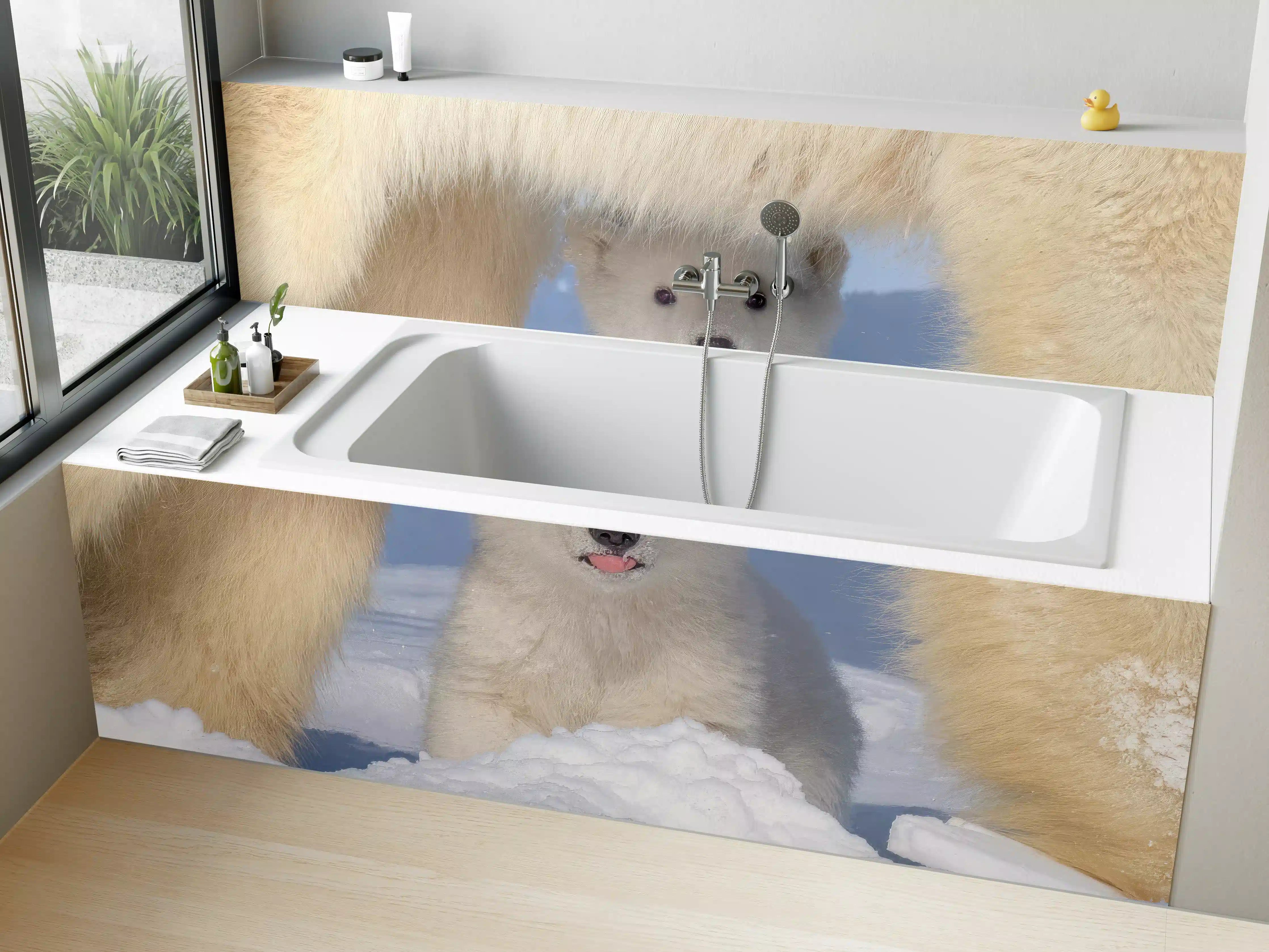 Badewannen-Rückwand - Niedliches Jungtier - Eisbär