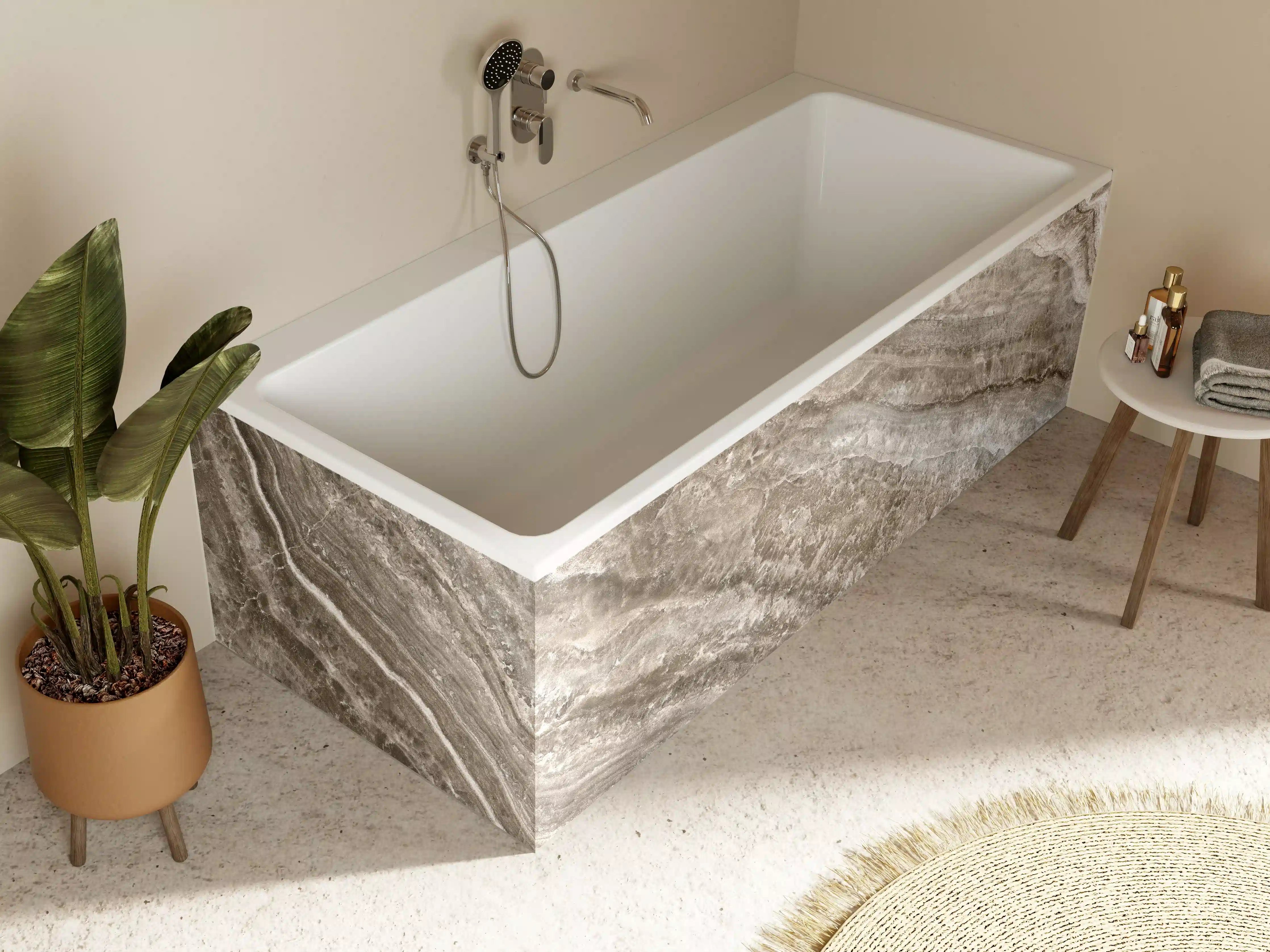 Badewannen-Rückwand - Onyx Marmortextur