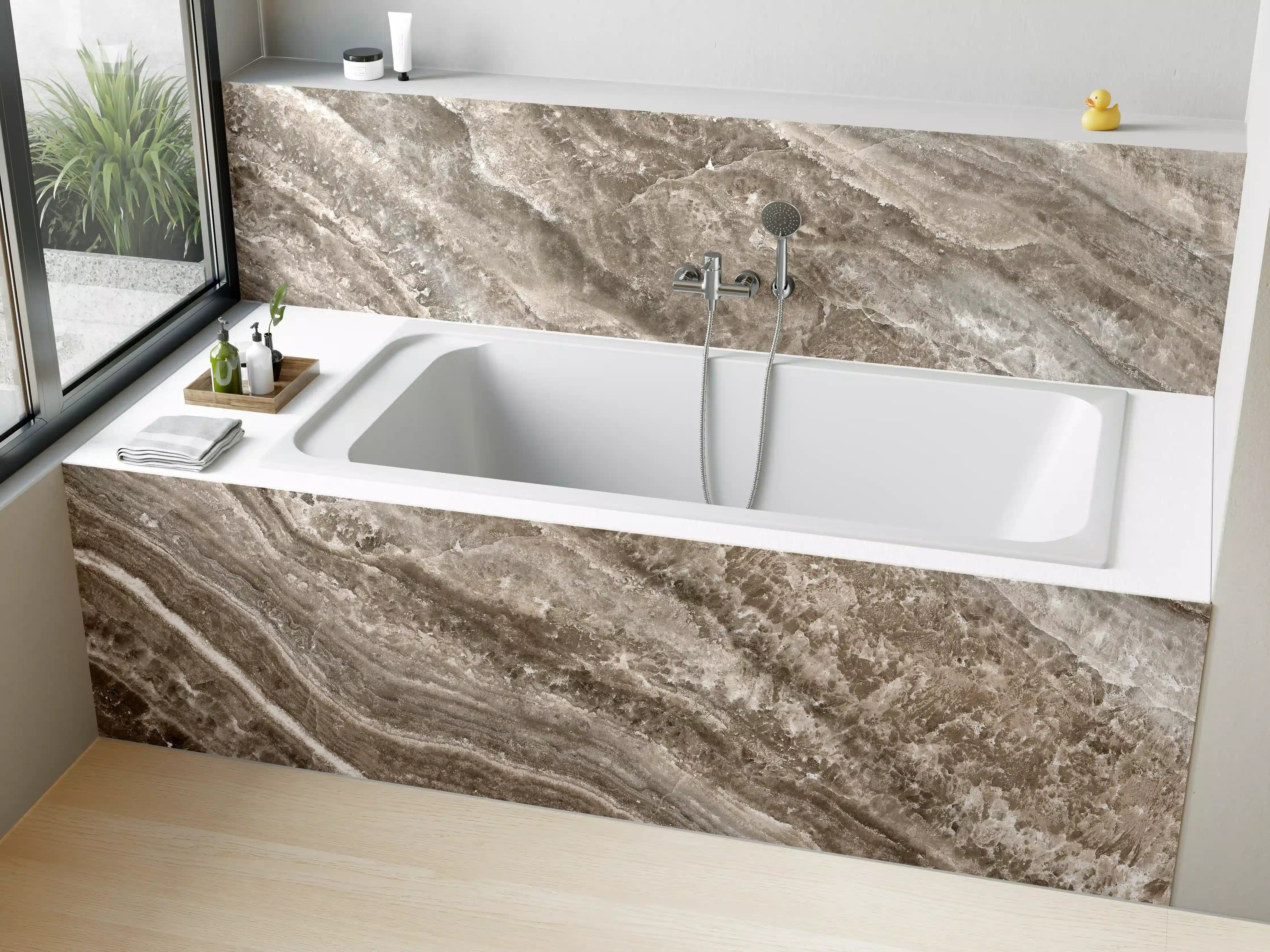 Badewannen-Rückwand - Onyx Marmortextur