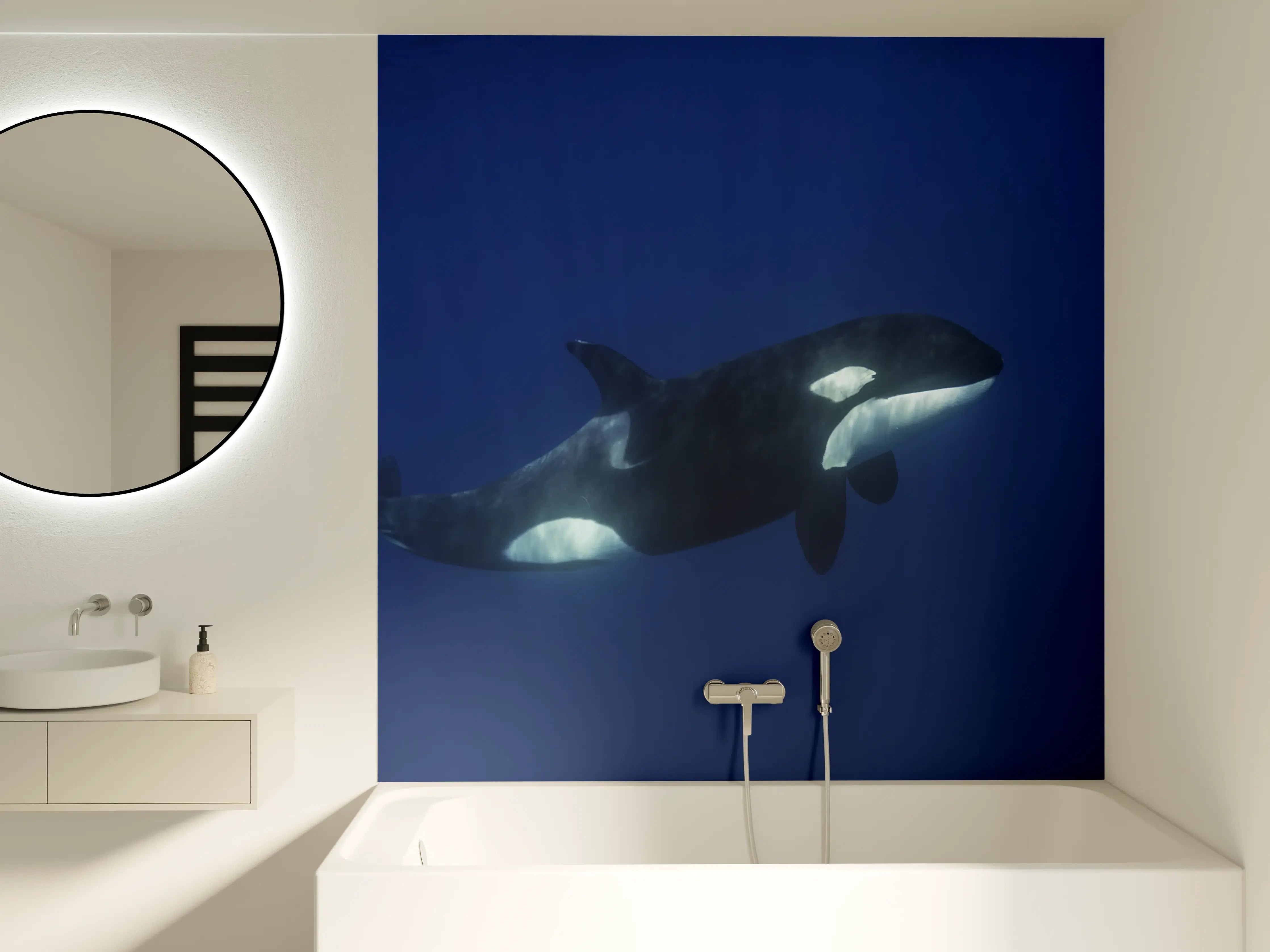 Badewannen-Rückwand - Orca im blauen Pazifik
