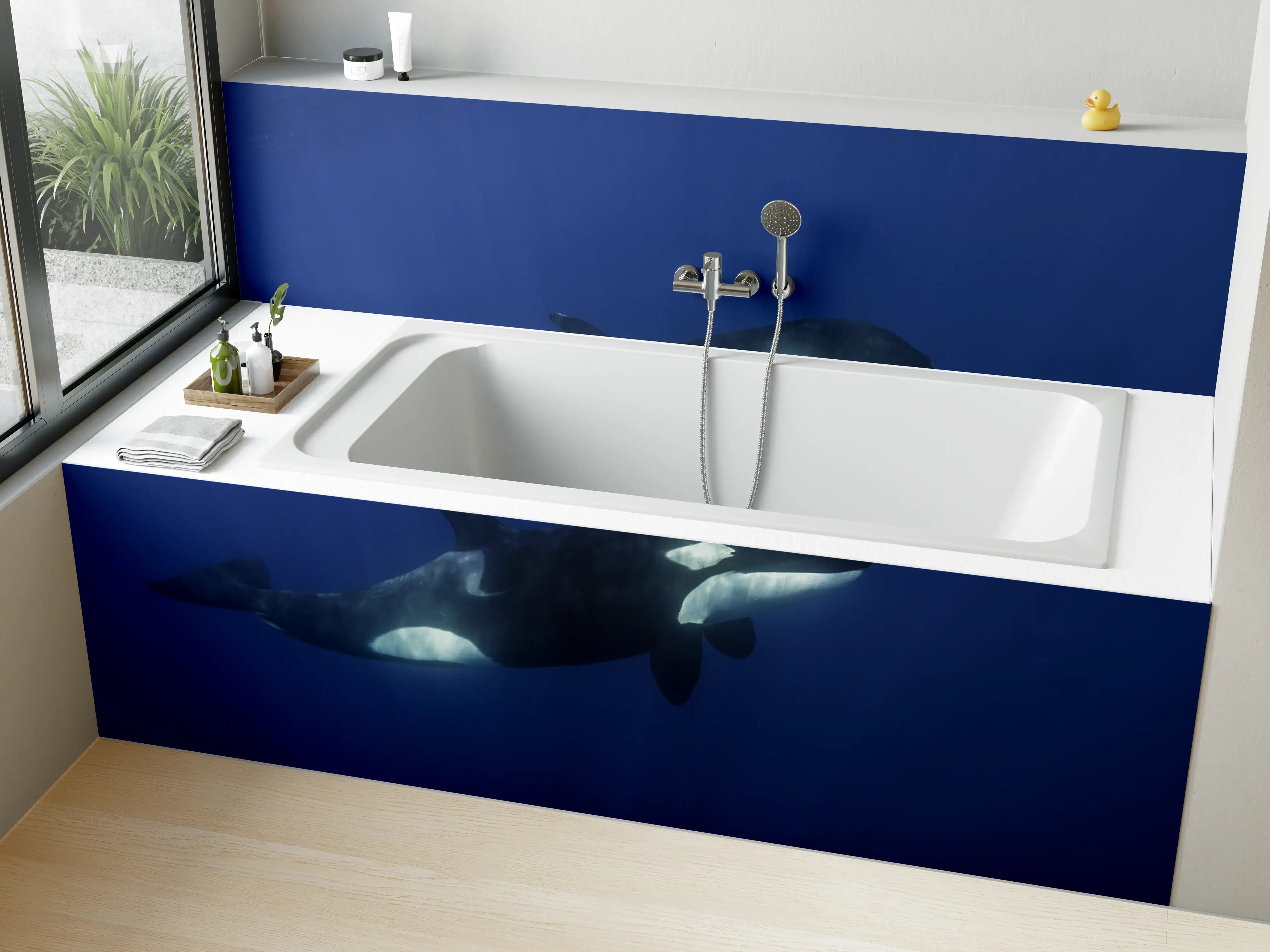 Badewannen-Rückwand - Orca im blauen Pazifik