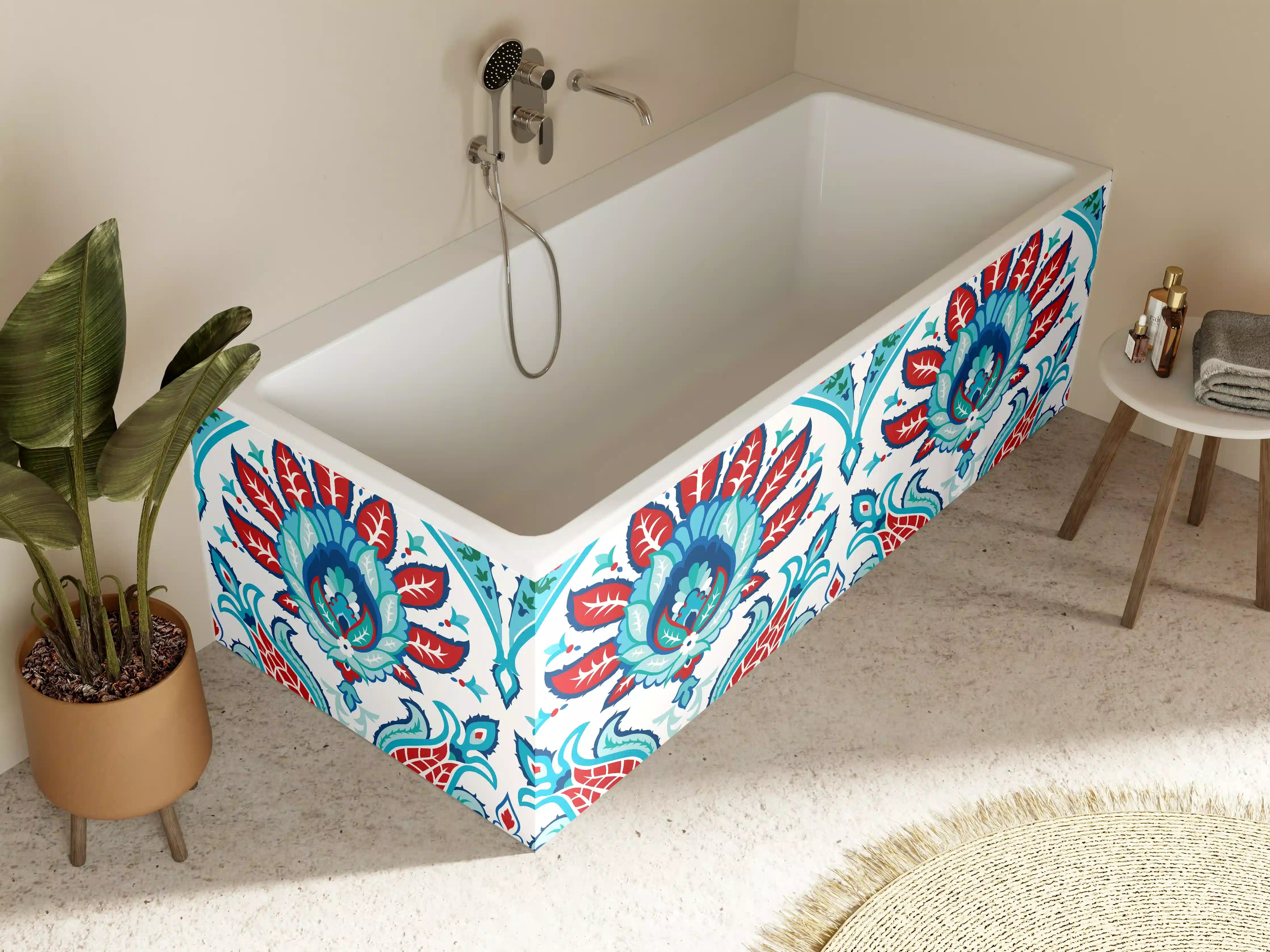 Badewannen-Rückwand - Orient-Floraler Tapetendruck