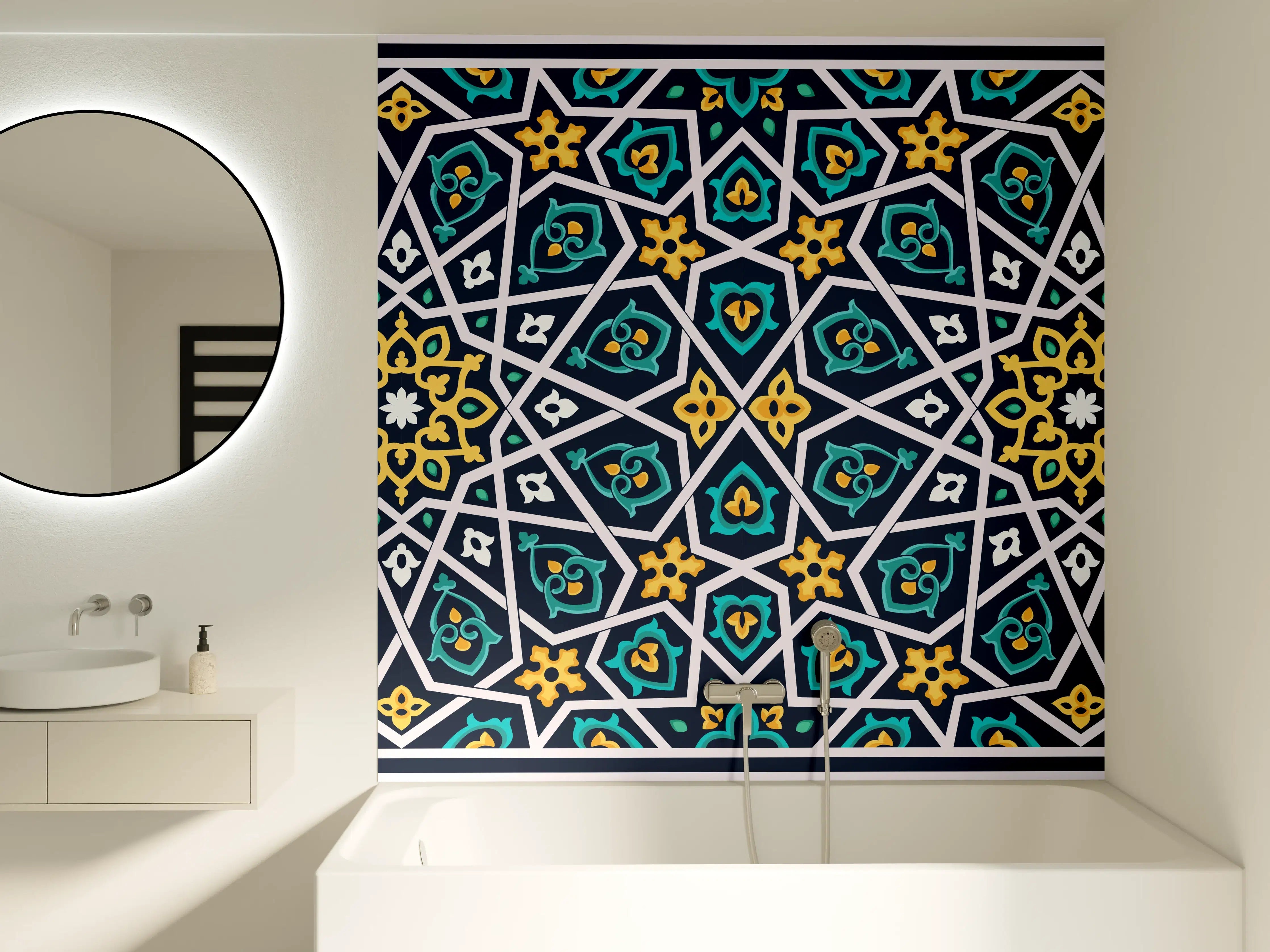 Badewannen-Rückwand - Orientalische Sternstruktur