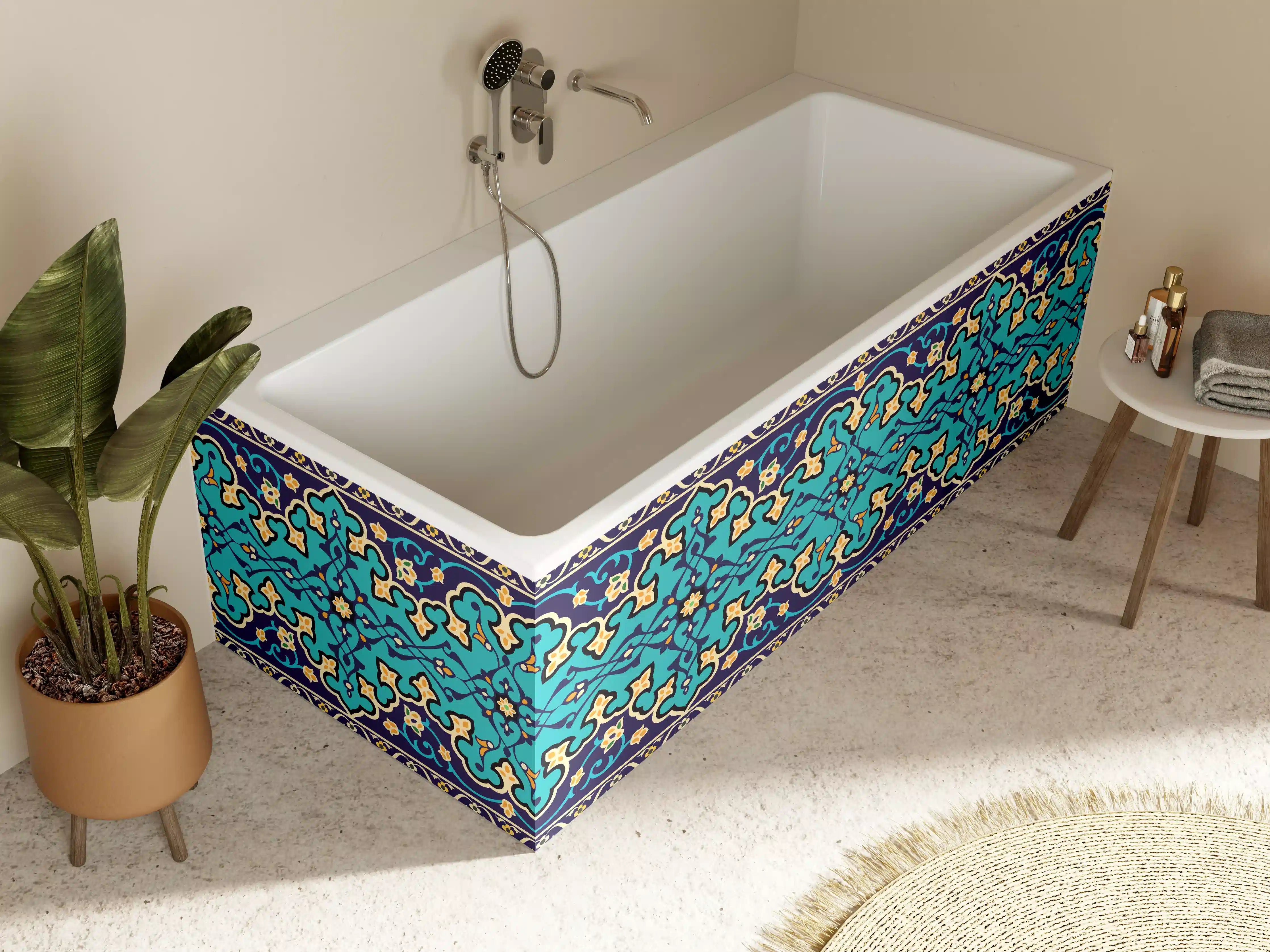 Badewannen-Rückwand - Orientalisches Blau-Türkis Muster
