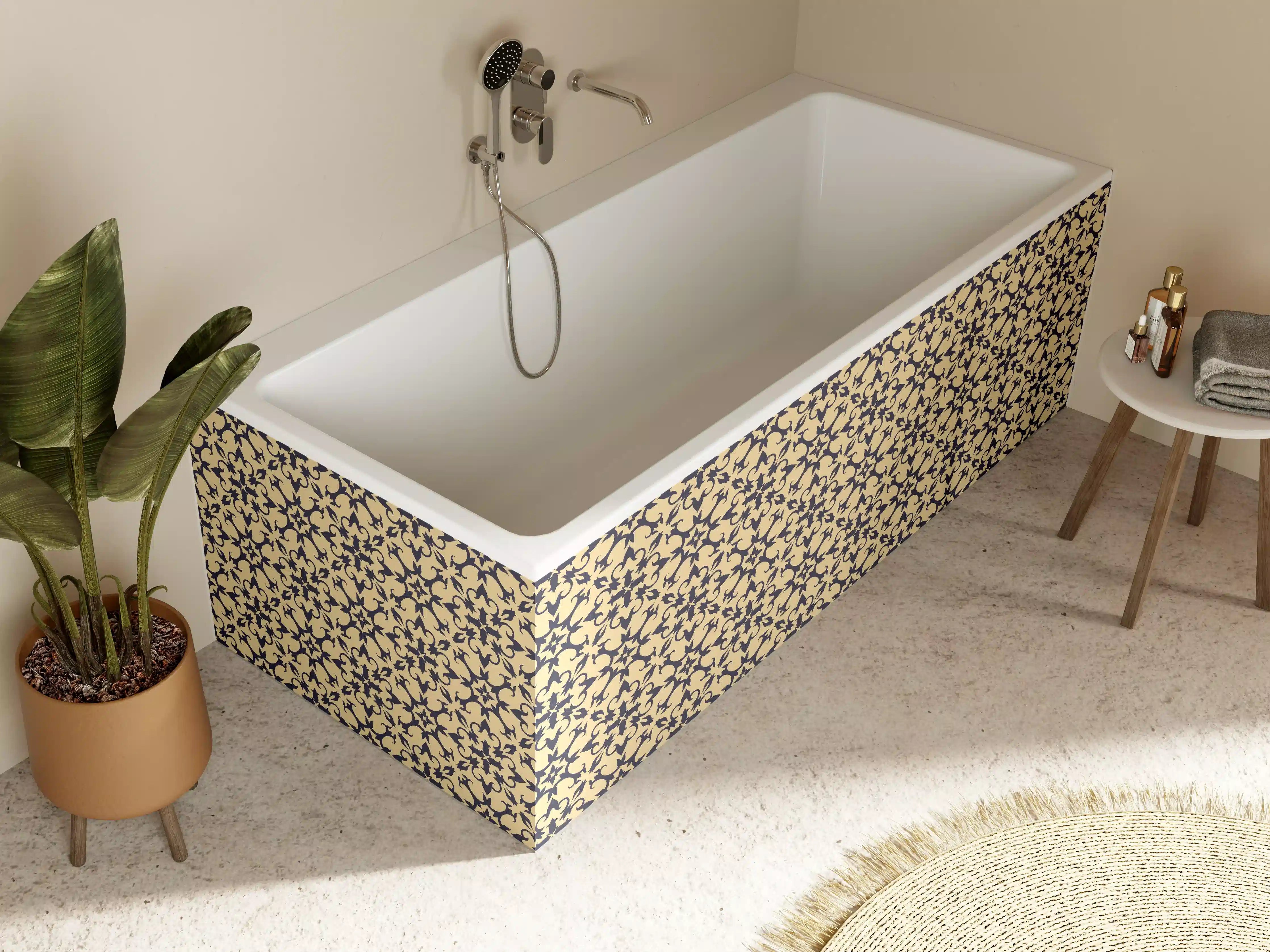 Badewannen-Rückwand - Ornamentales Beige-Muster