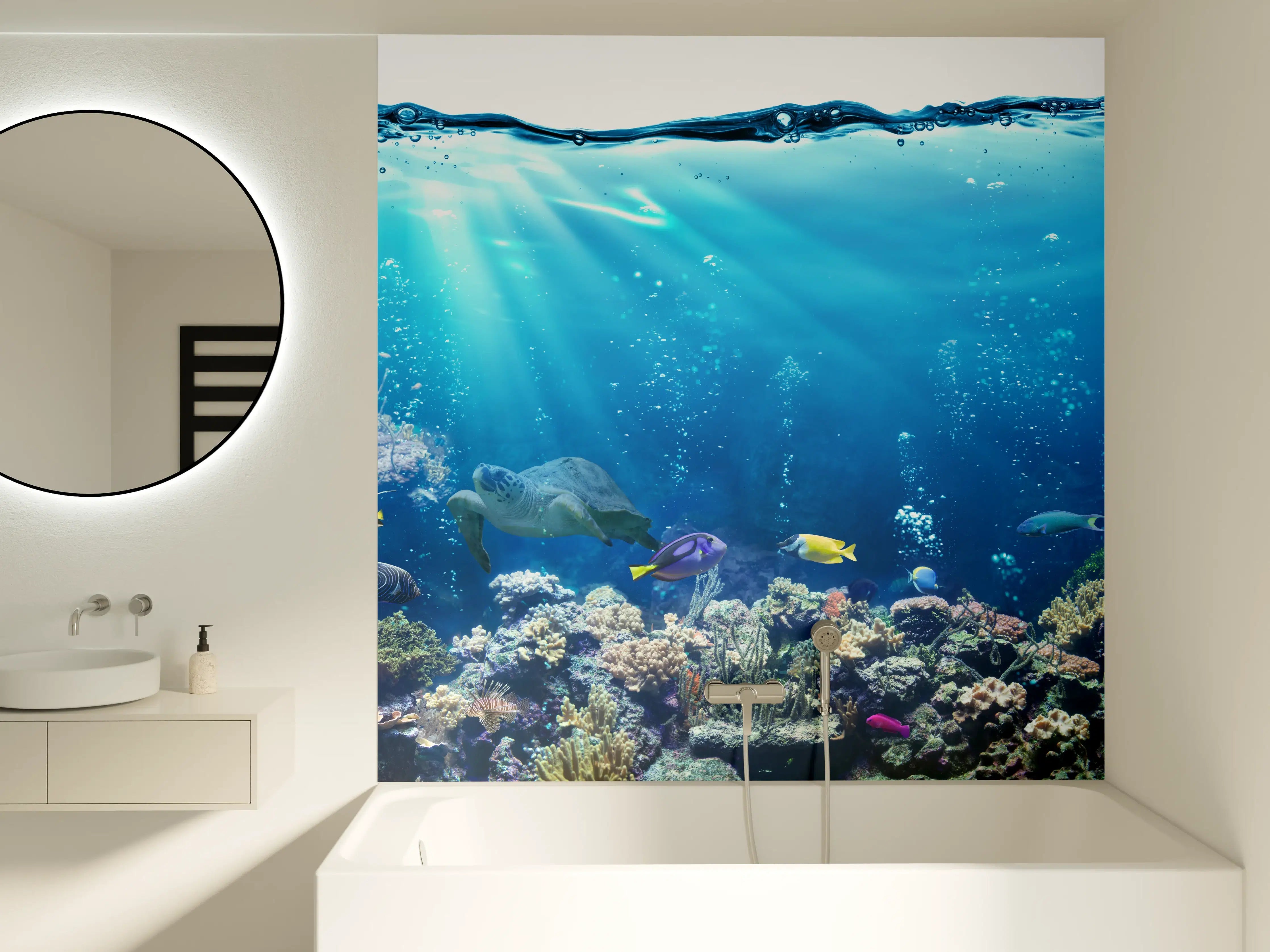 Badewannen-Rückwand - Ozeantiere - Unterwasser