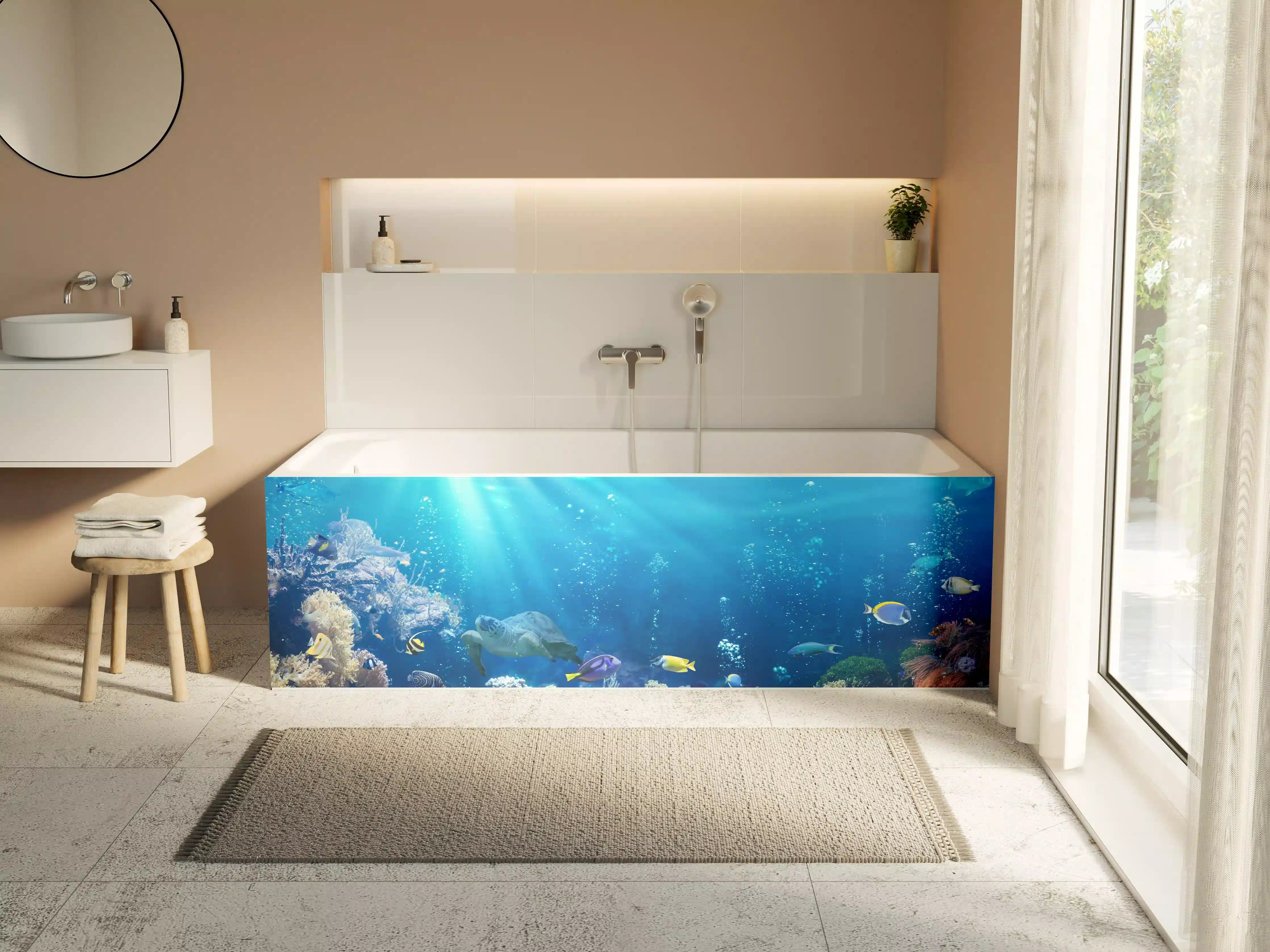 Badewannen-Rückwand - Ozeantiere - Unterwasser