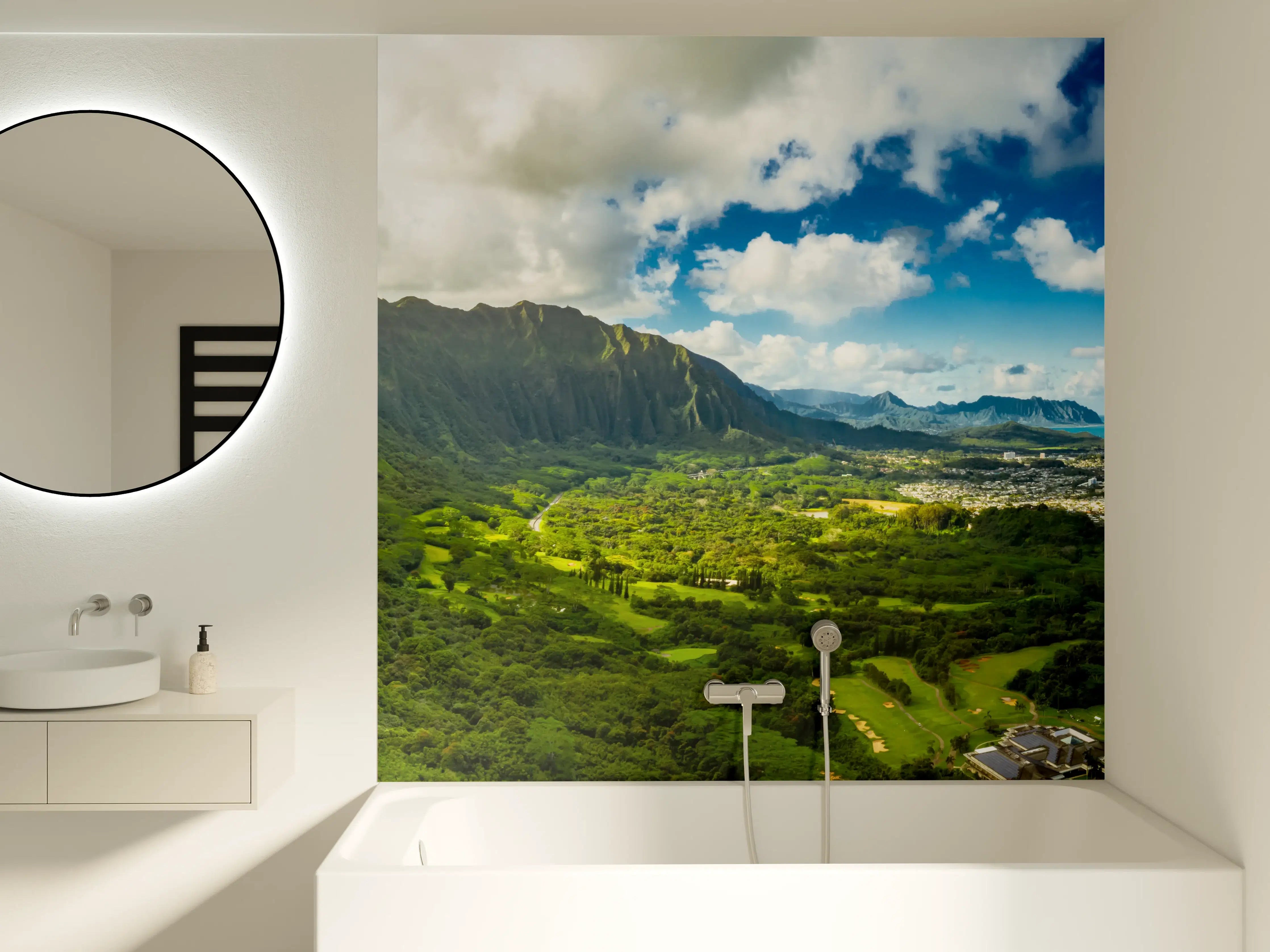 Badewannen-Rückwand - Pali Lookout Klippen in Hawaii