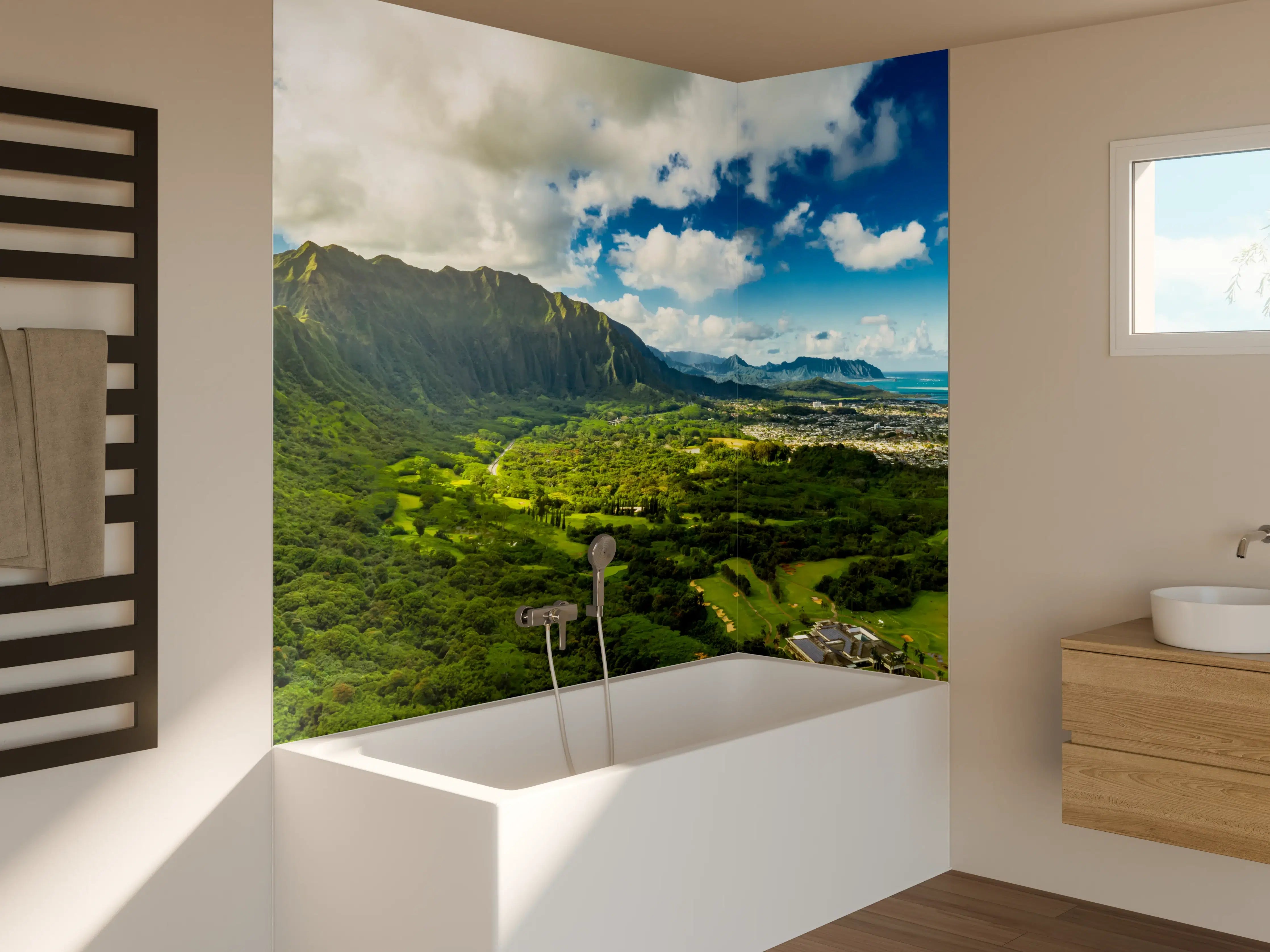 Badewannen-Rückwand - Pali Lookout Klippen in Hawaii
