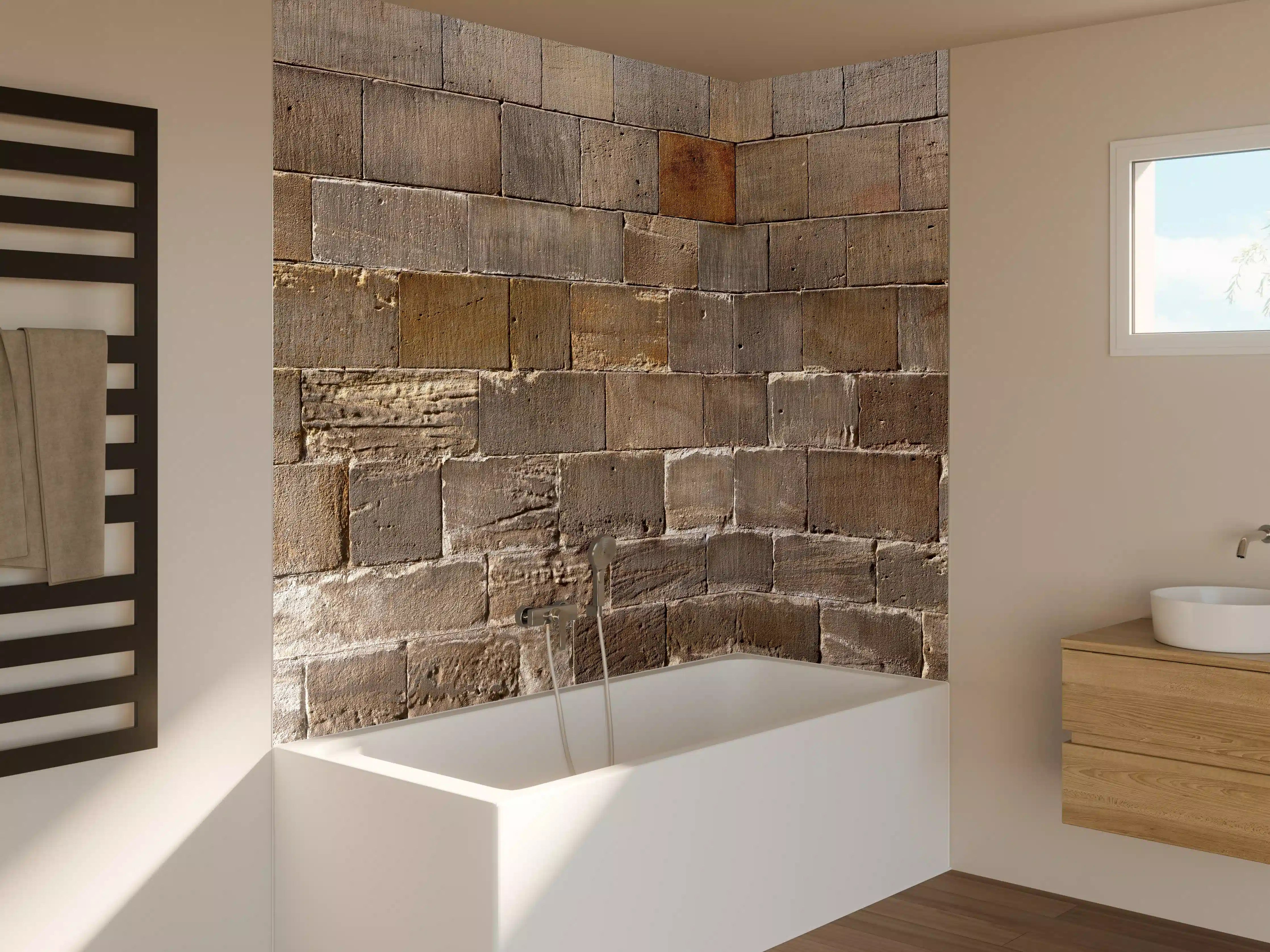 Badewannen-Rückwand - Panorama Kirchenmauer