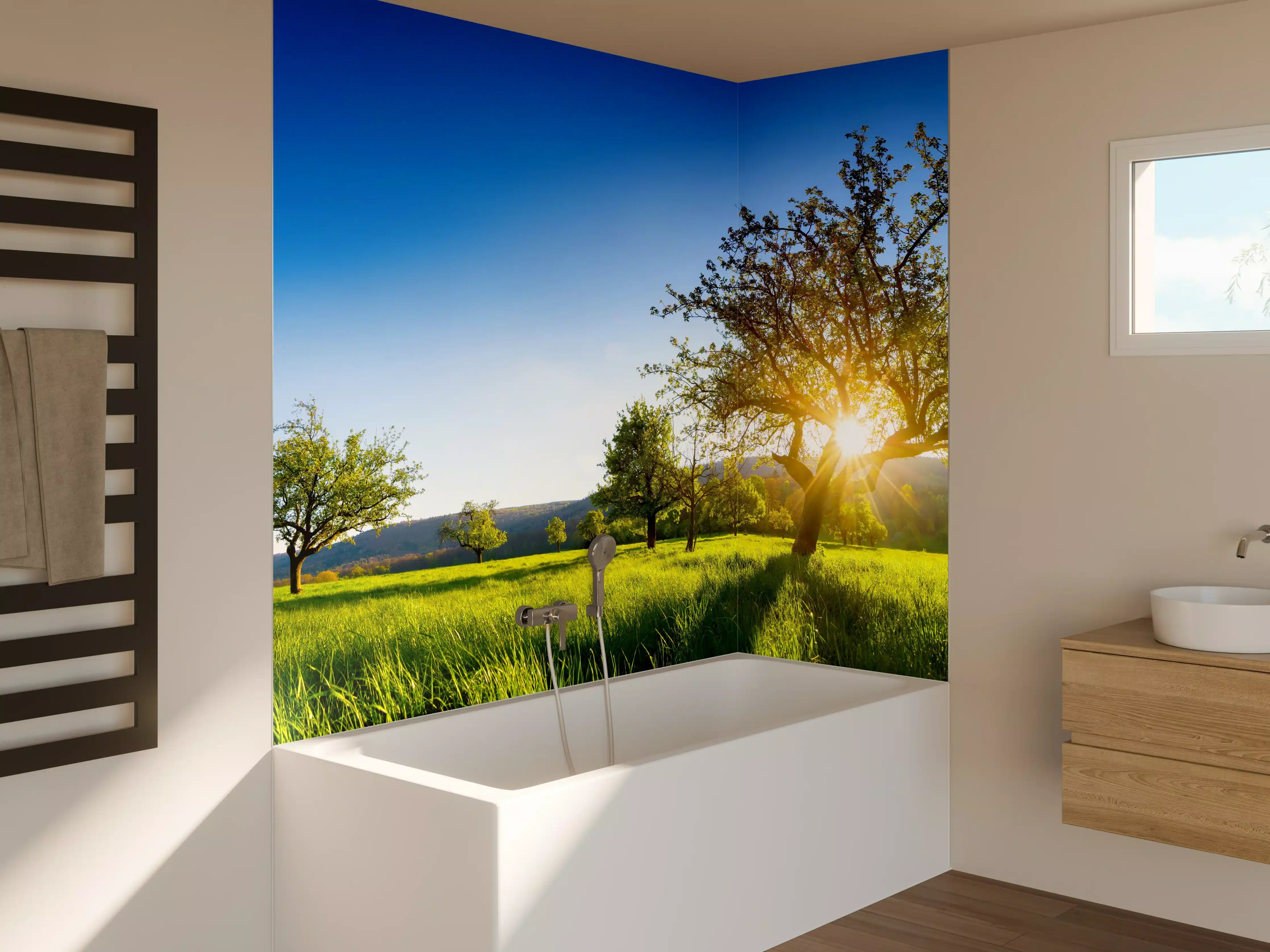 Badewannen-Rückwand - Panorama Ländliche Idylle