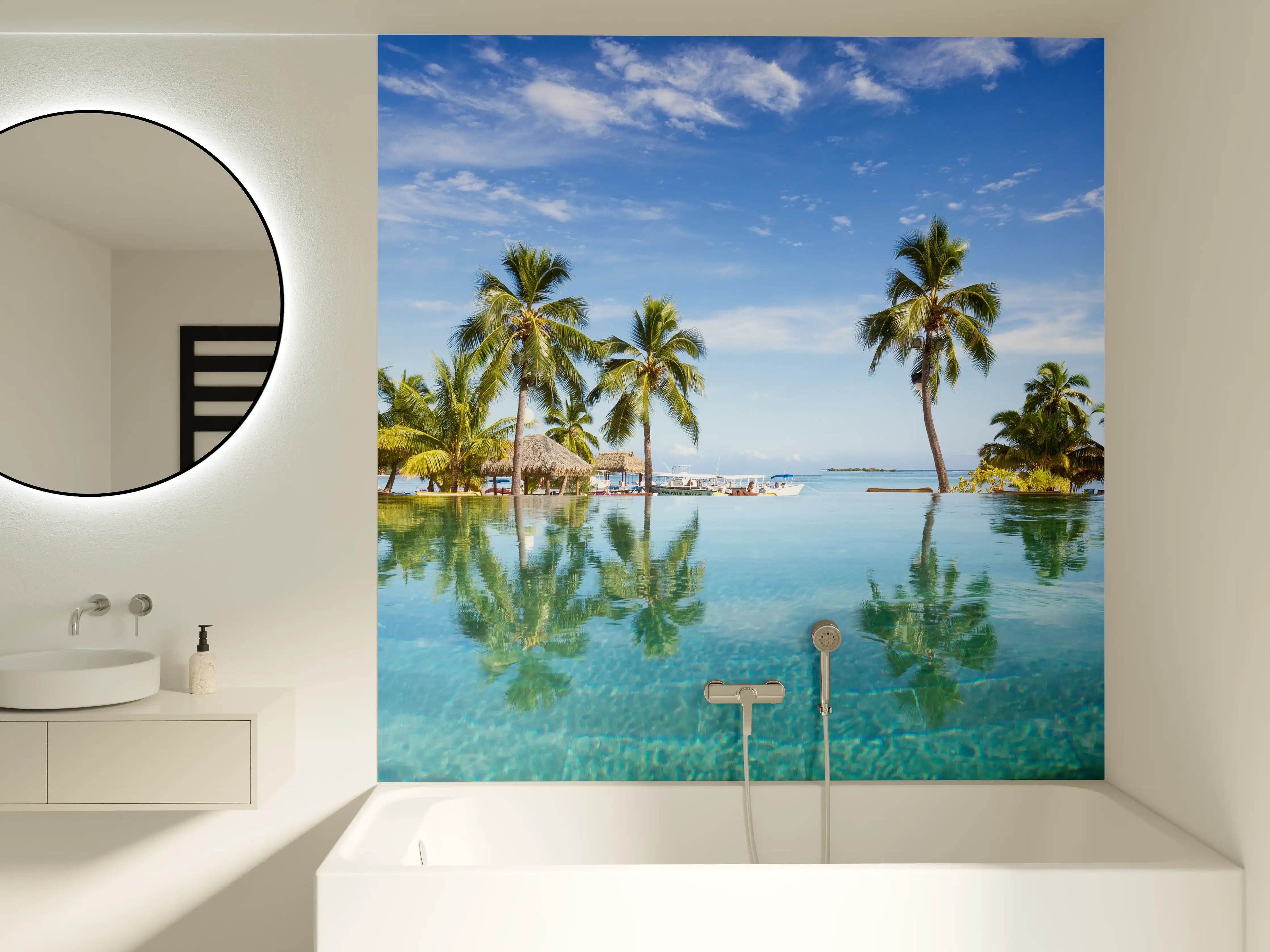 Badewannen-Rückwand - Panorama-Pool in der Karibik