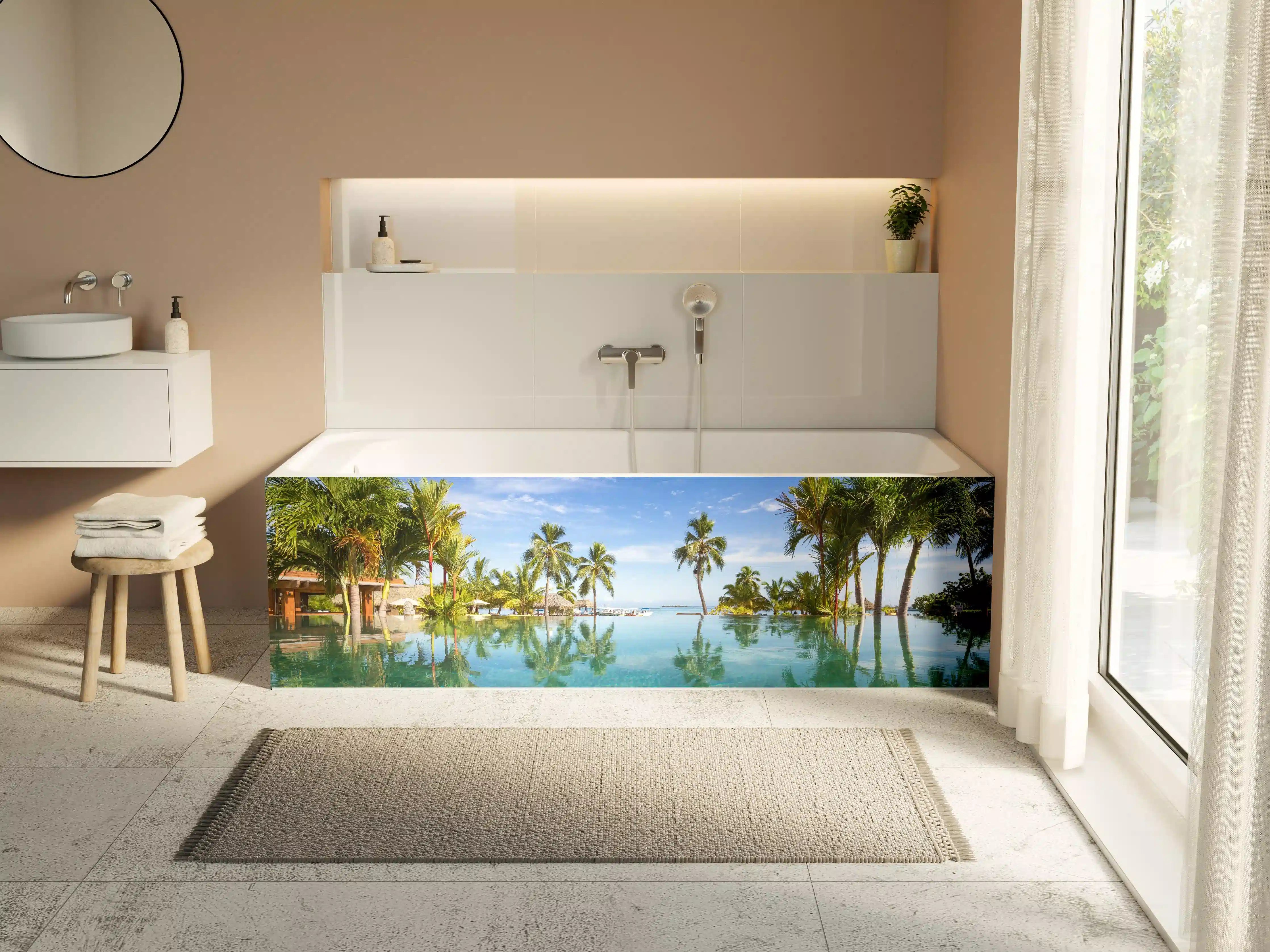 Badewannen-Rückwand - Panorama-Pool in der Karibik