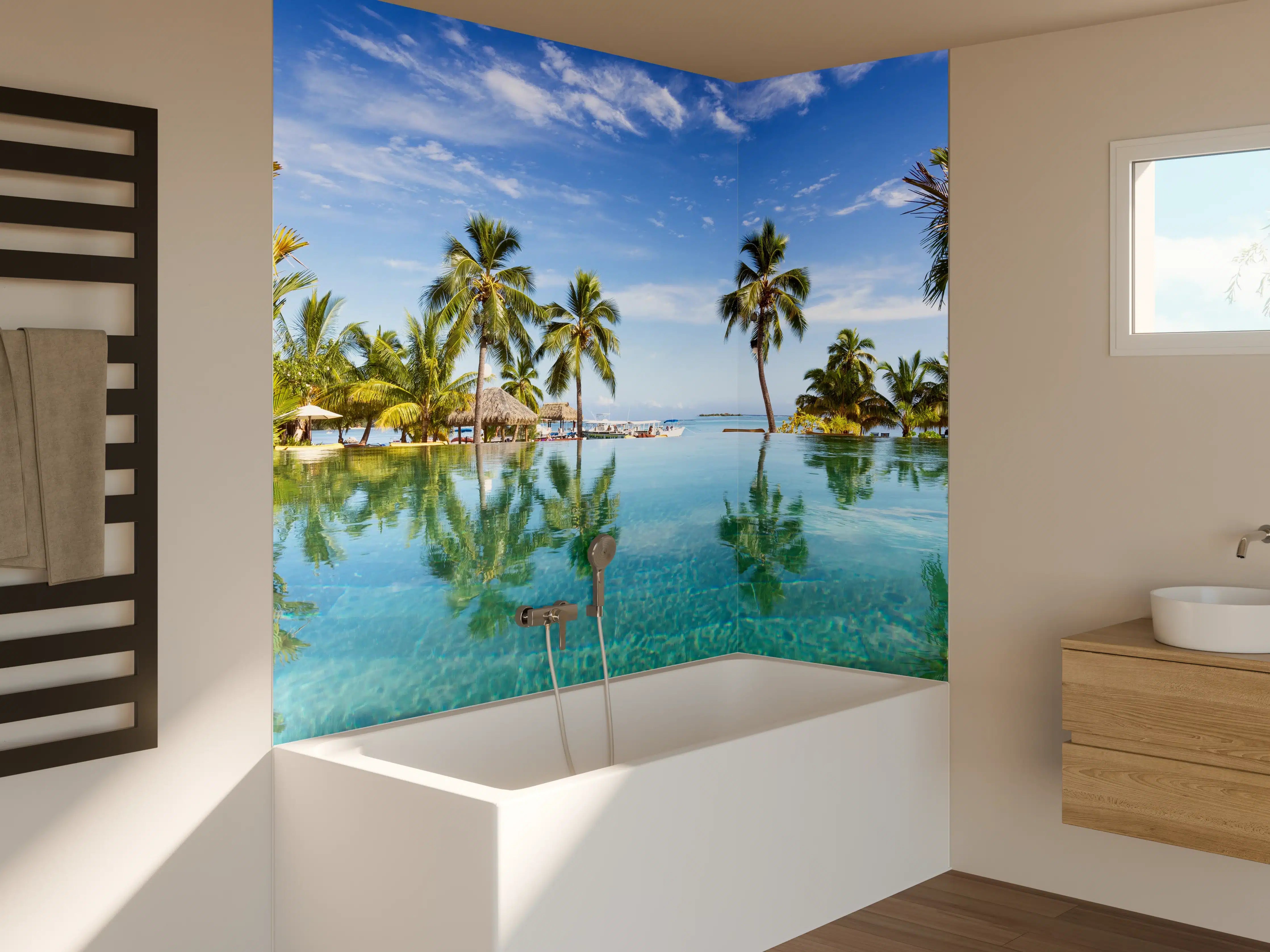 Badewannen-Rückwand - Panorama-Pool in der Karibik