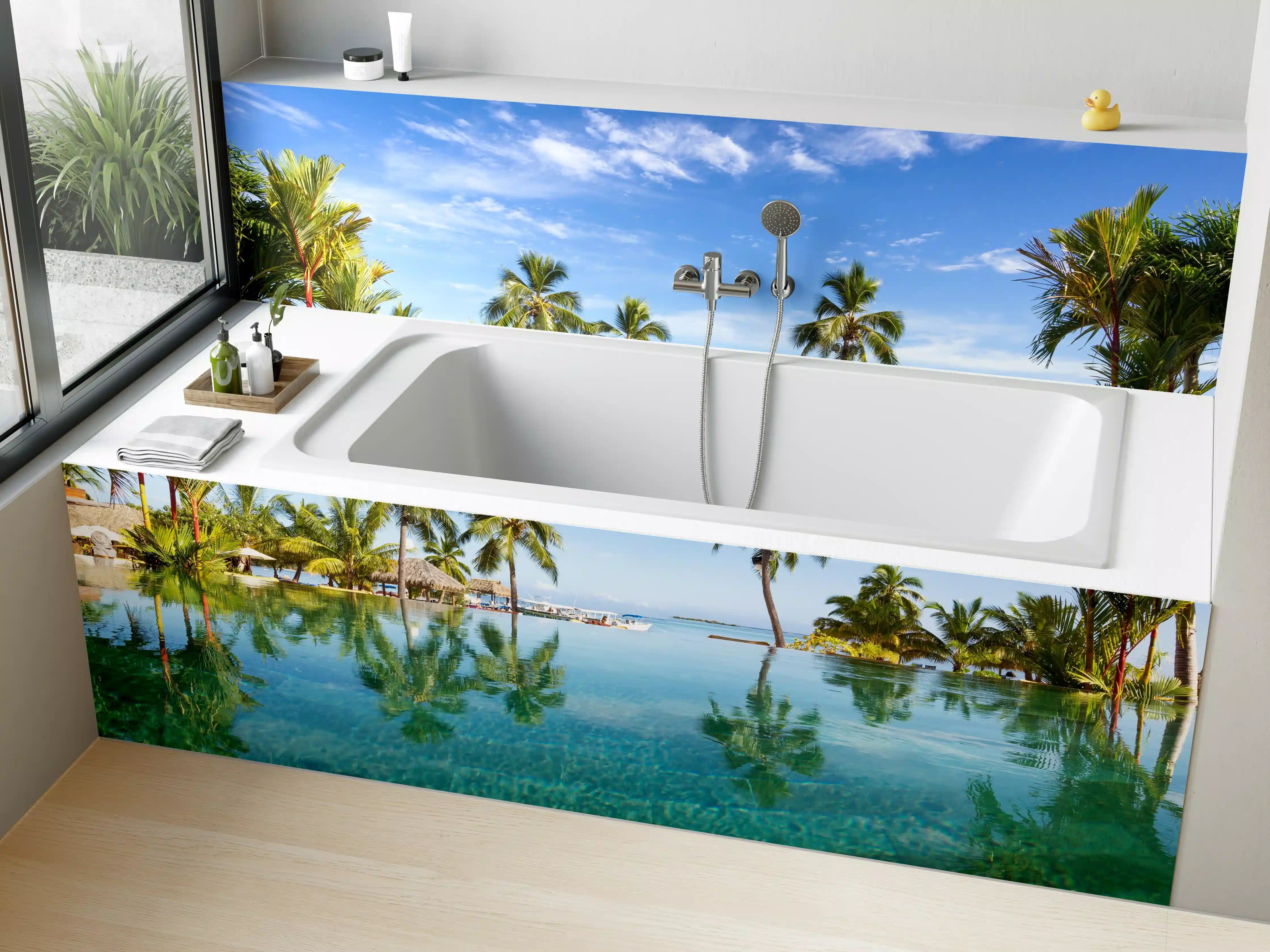 Badewannen-Rückwand - Panorama-Pool in der Karibik