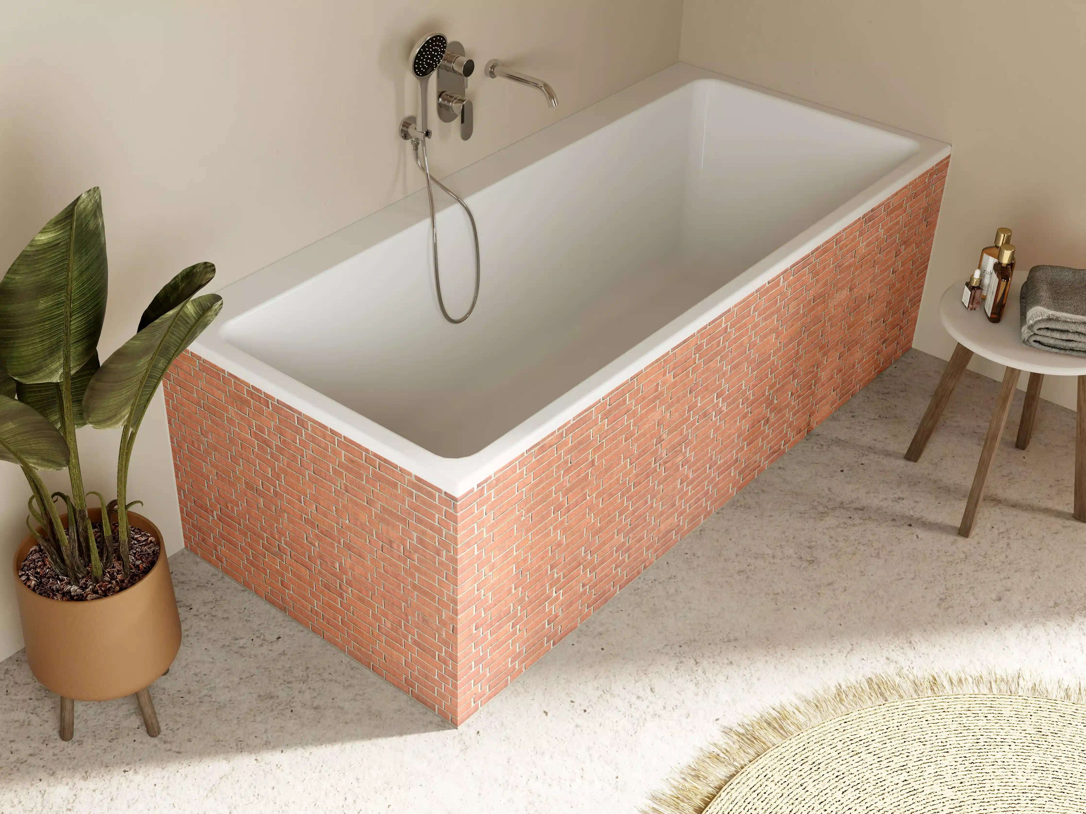 Badewannen-Rückwand - Panorama Rote Ziegelwand
