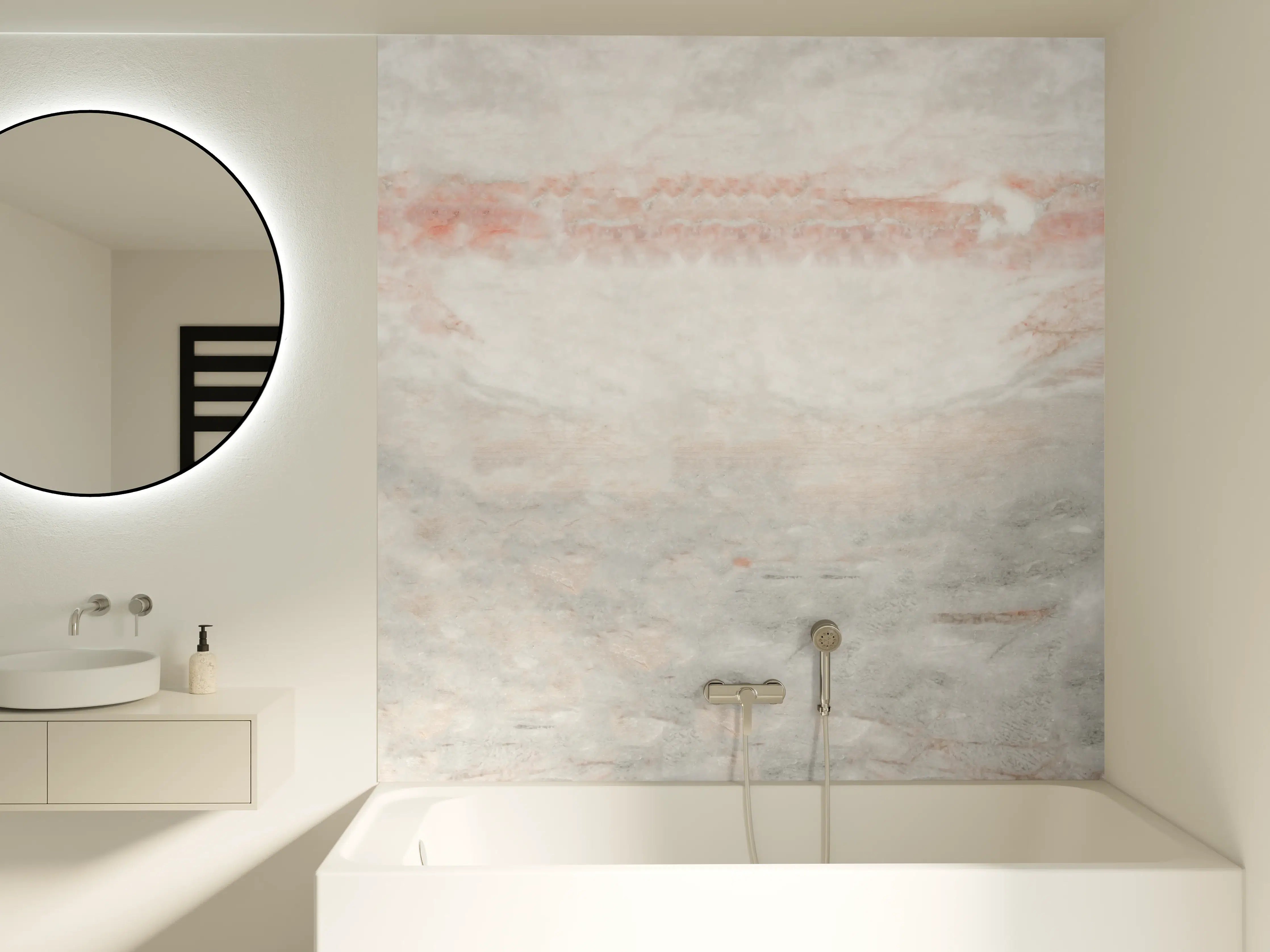 Badewannen-Rückwand - Panorama der grauen Marmor Textur