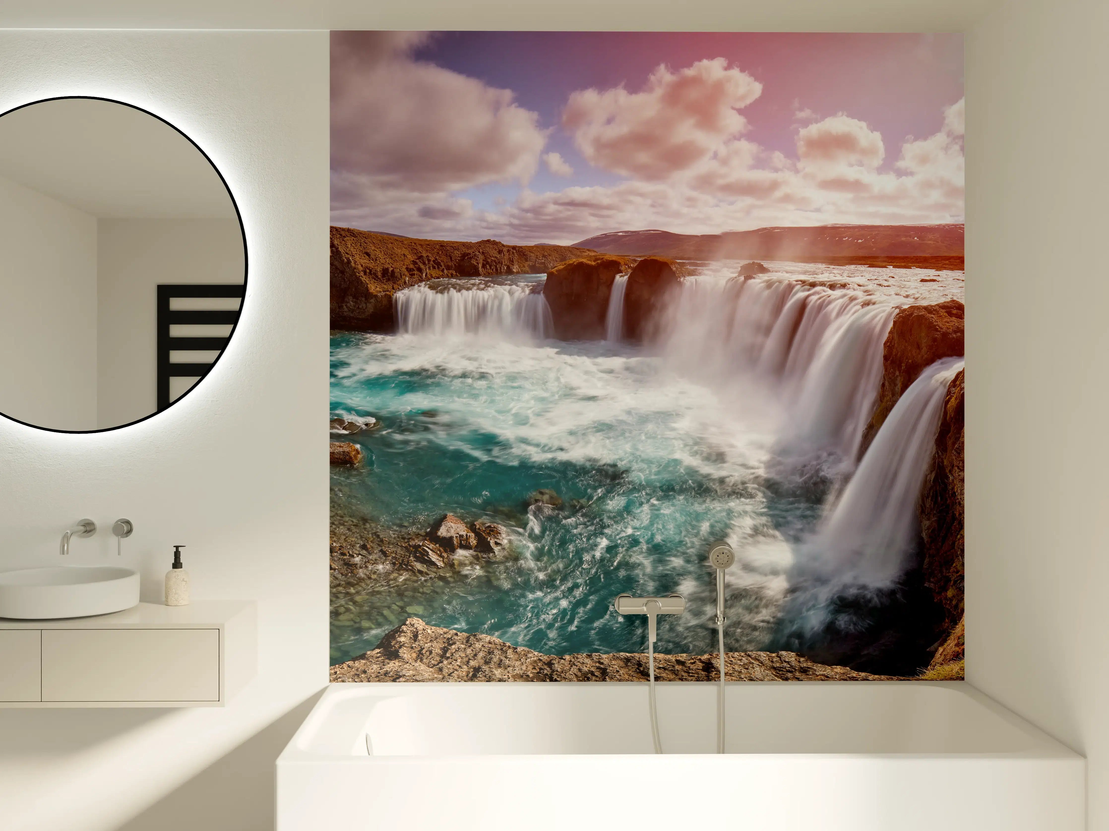 Badewannen-Rückwand - Panorama des Goldenen Rings von Island - Vintage