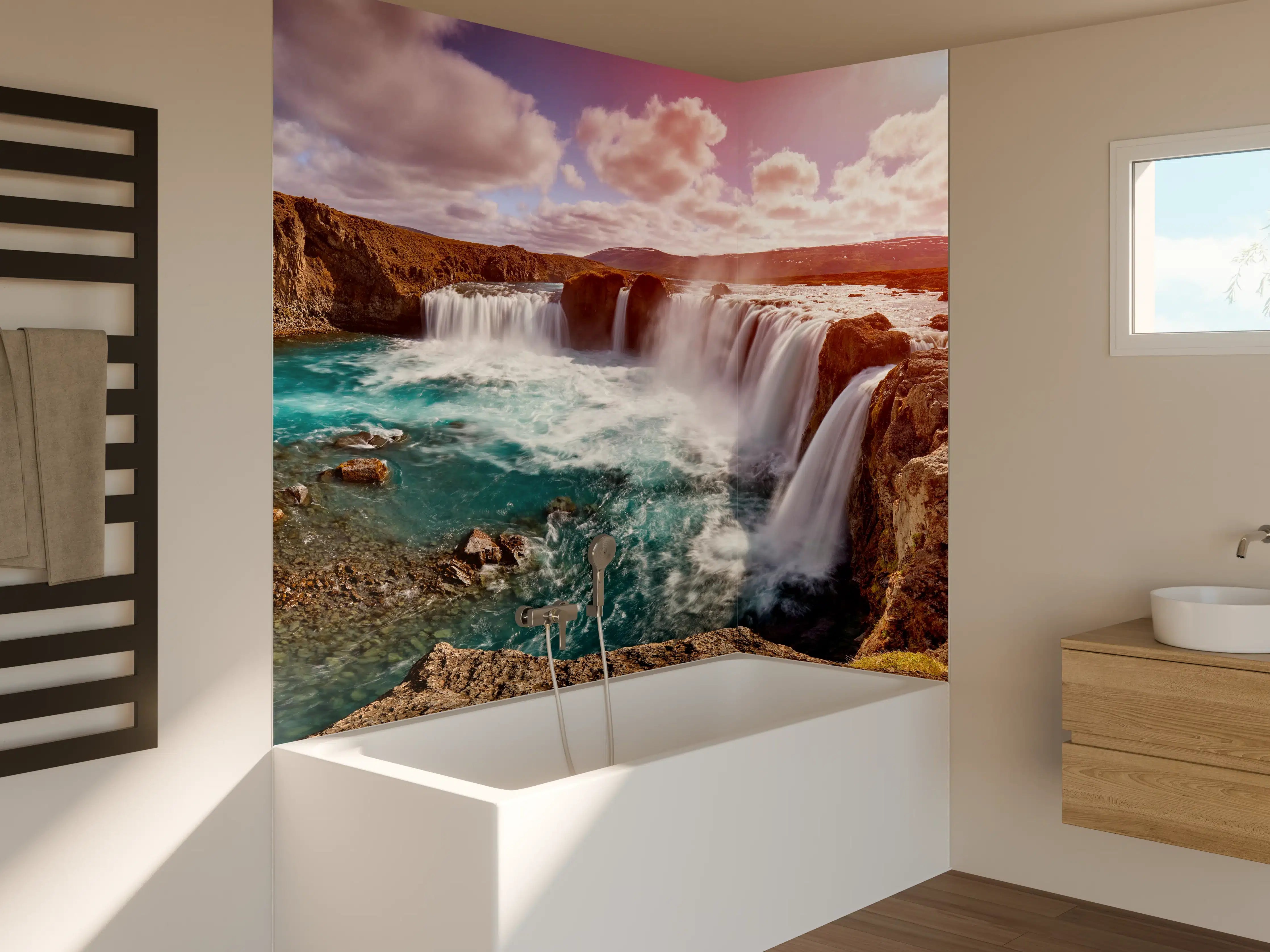 Badewannen-Rückwand - Panorama des Goldenen Rings von Island - Vintage