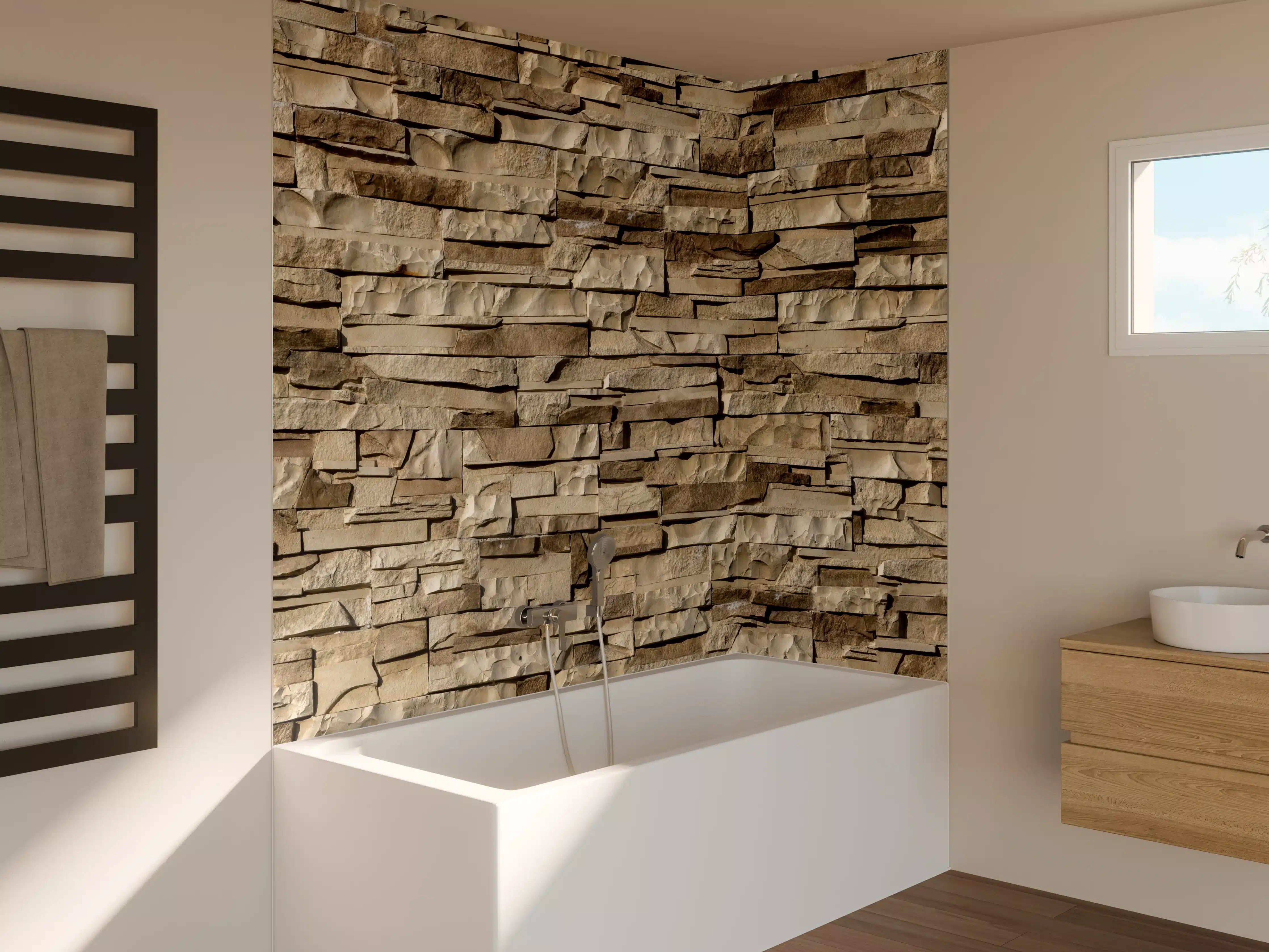 Badewannen-Rückwand - Panorama nahtlose Textur von Klinkerfliesen