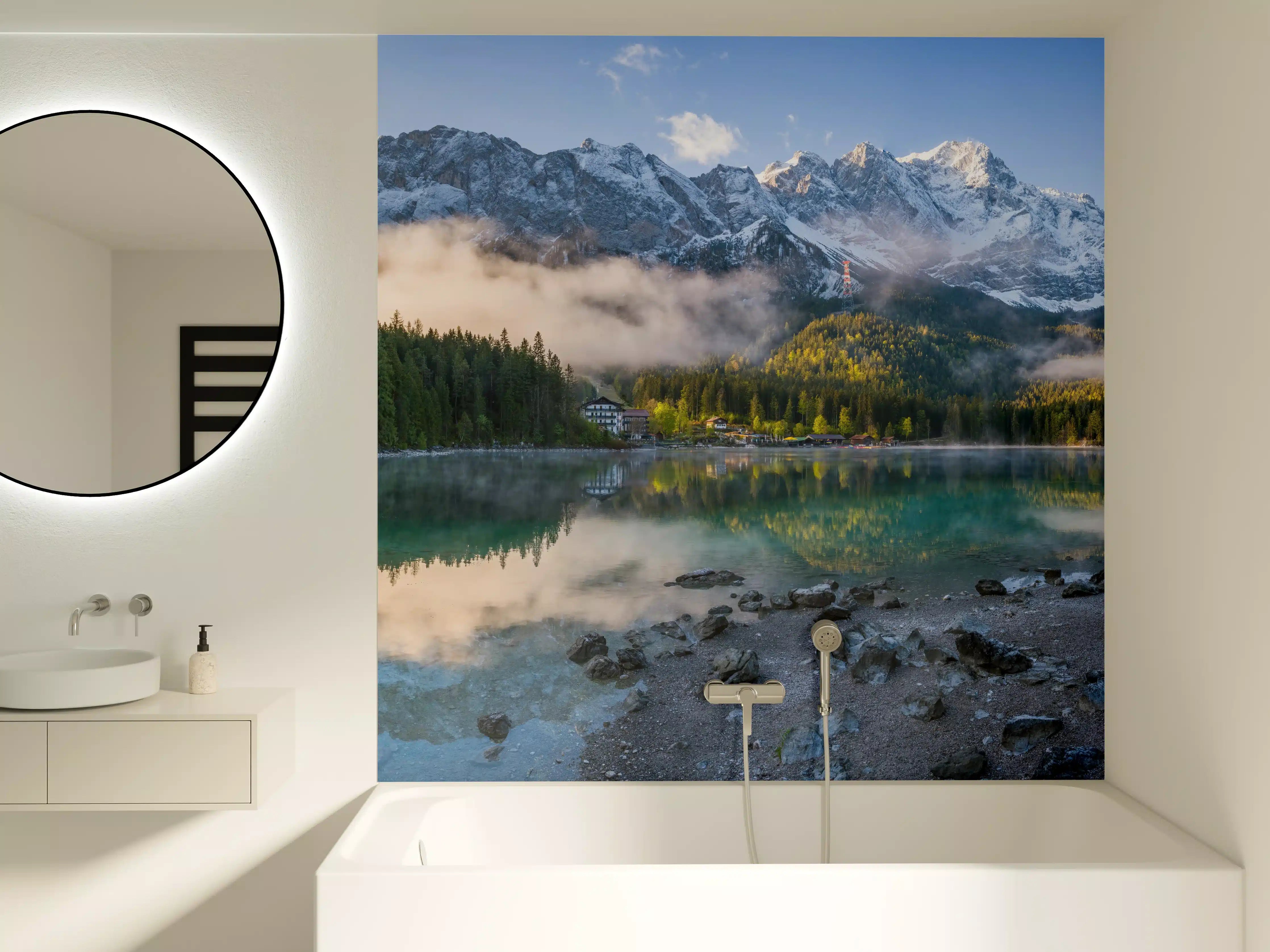 Badewannen-Rückwand - Panoramablick auf die Zugspitze