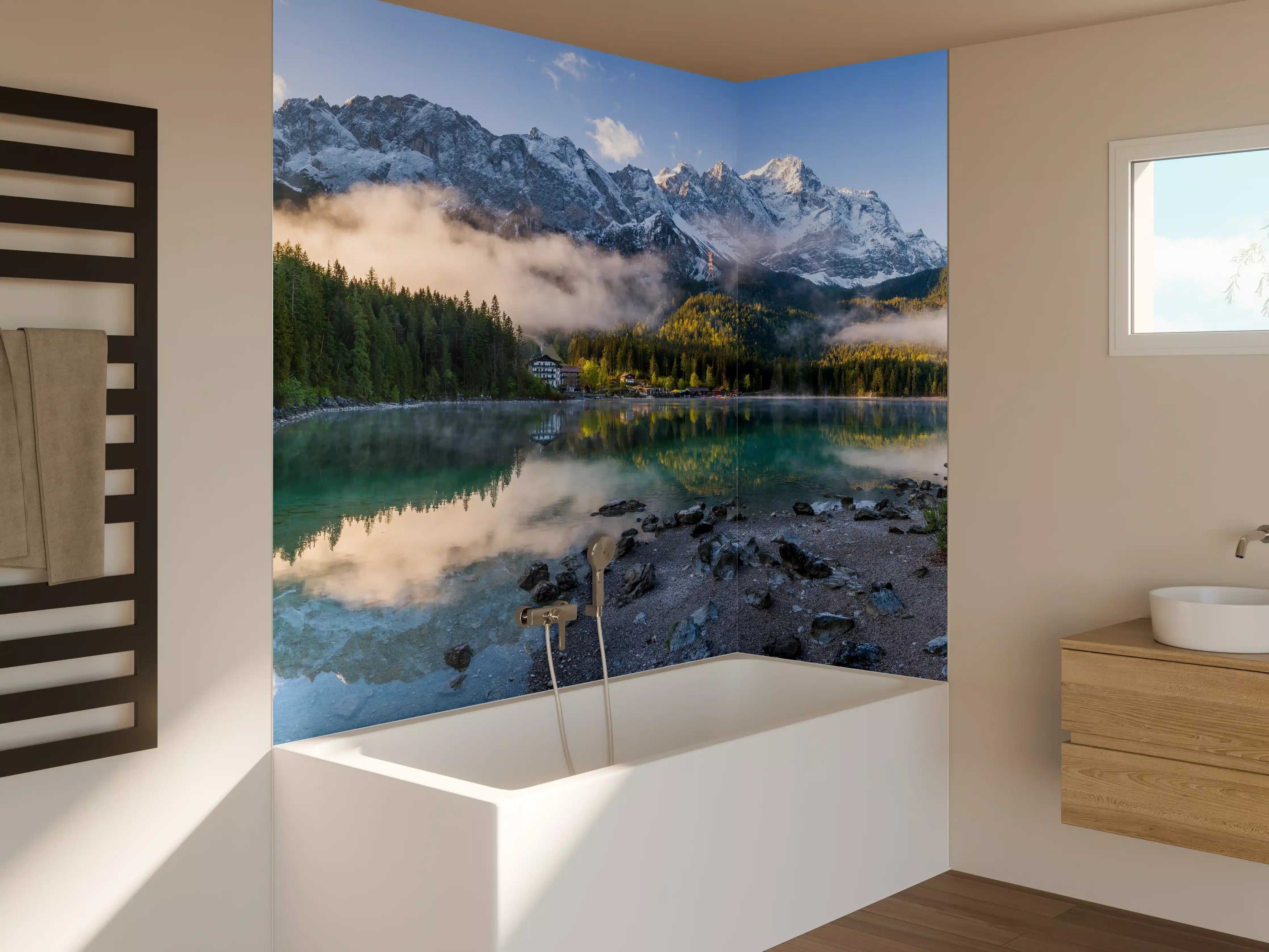 Badewannen-Rückwand - Panoramablick auf die Zugspitze