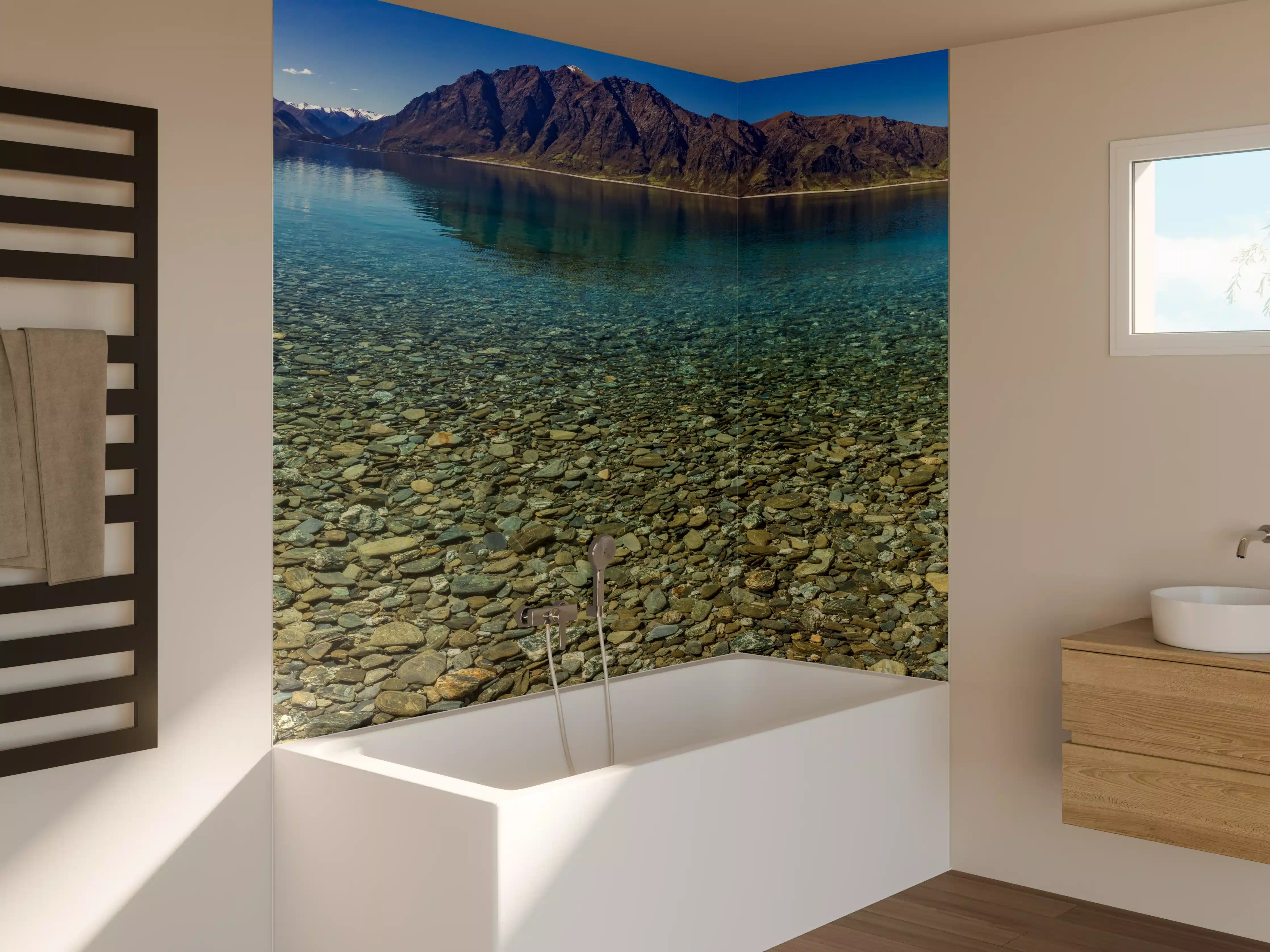 Badewannen-Rückwand - Panoramafotos vom Hawea-See