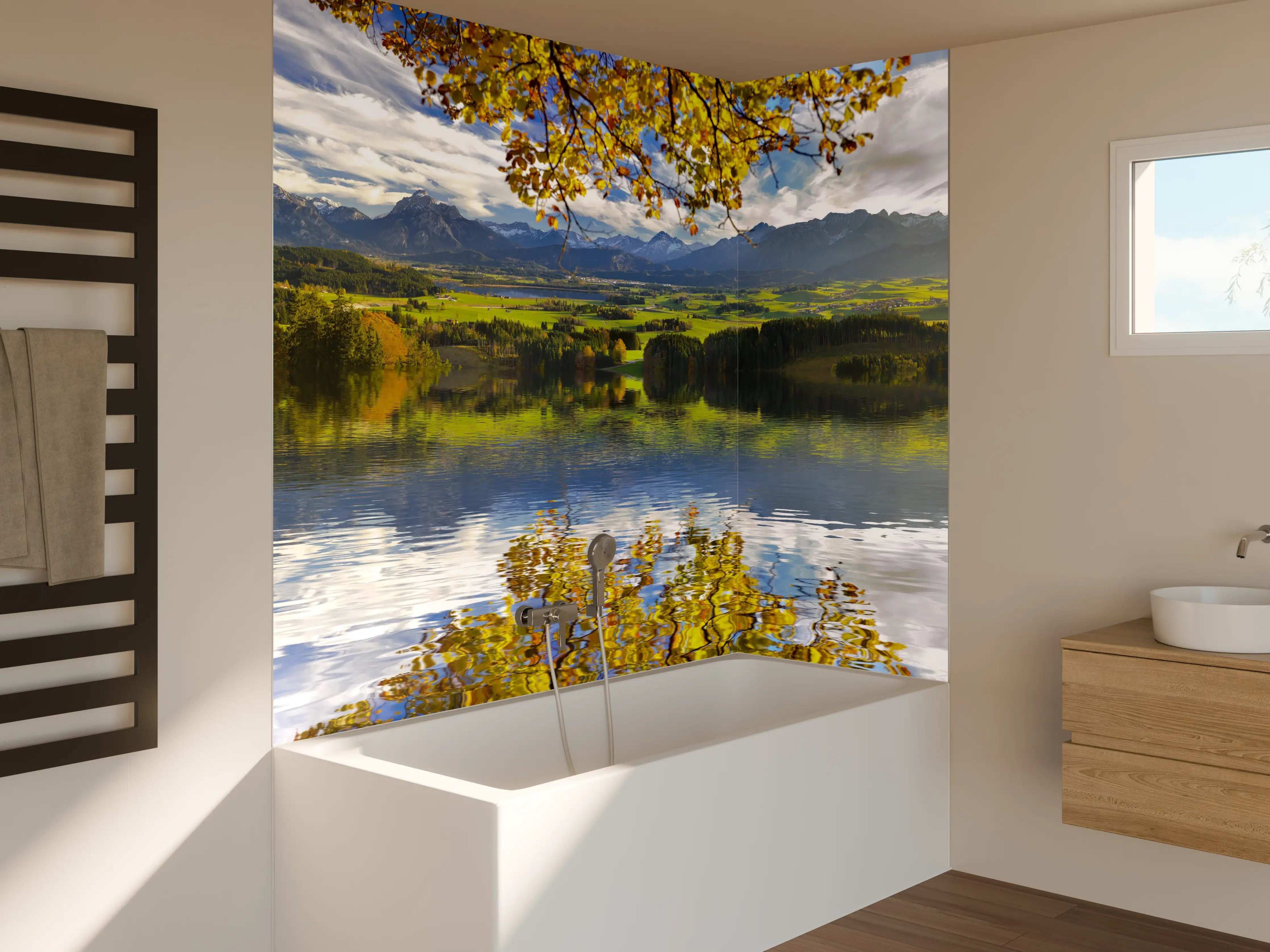 Badewannen-Rückwand - Panoramalandschaft in Bayern im Herbst