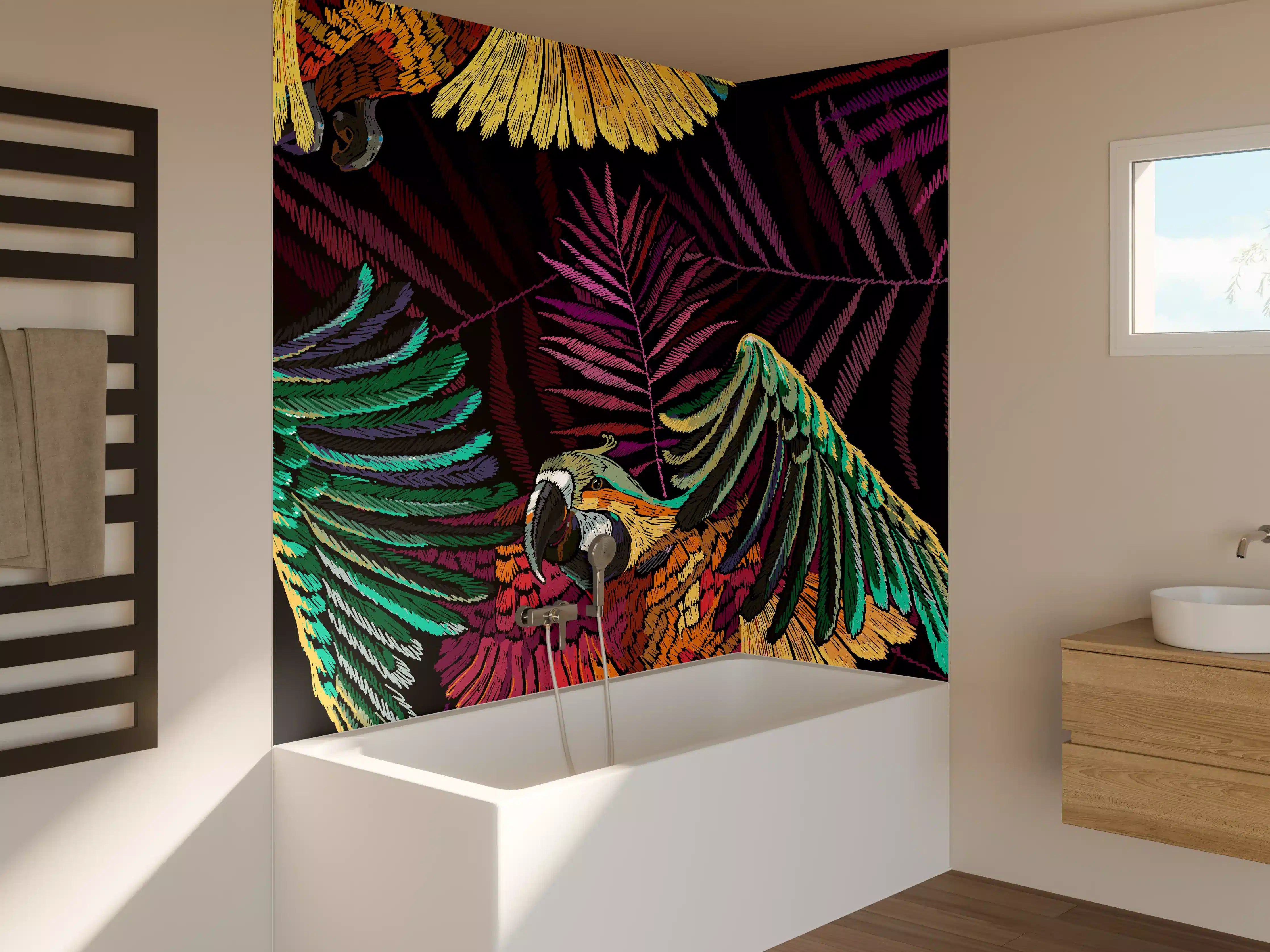 Badewannen-Rückwand - Papagaien - Stickmuster