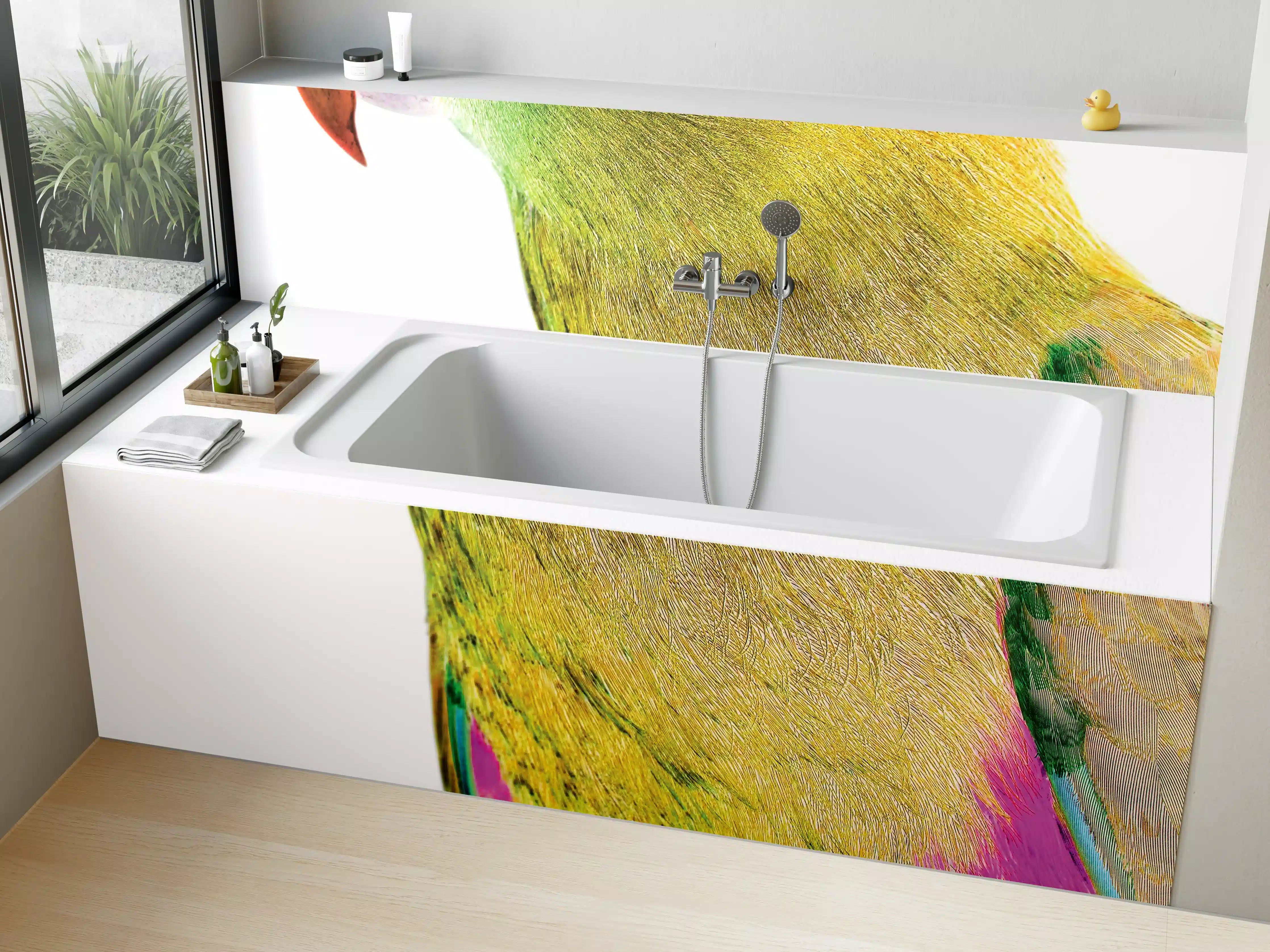 Badewannen-Rückwand - Papagei - Nahaufnahme