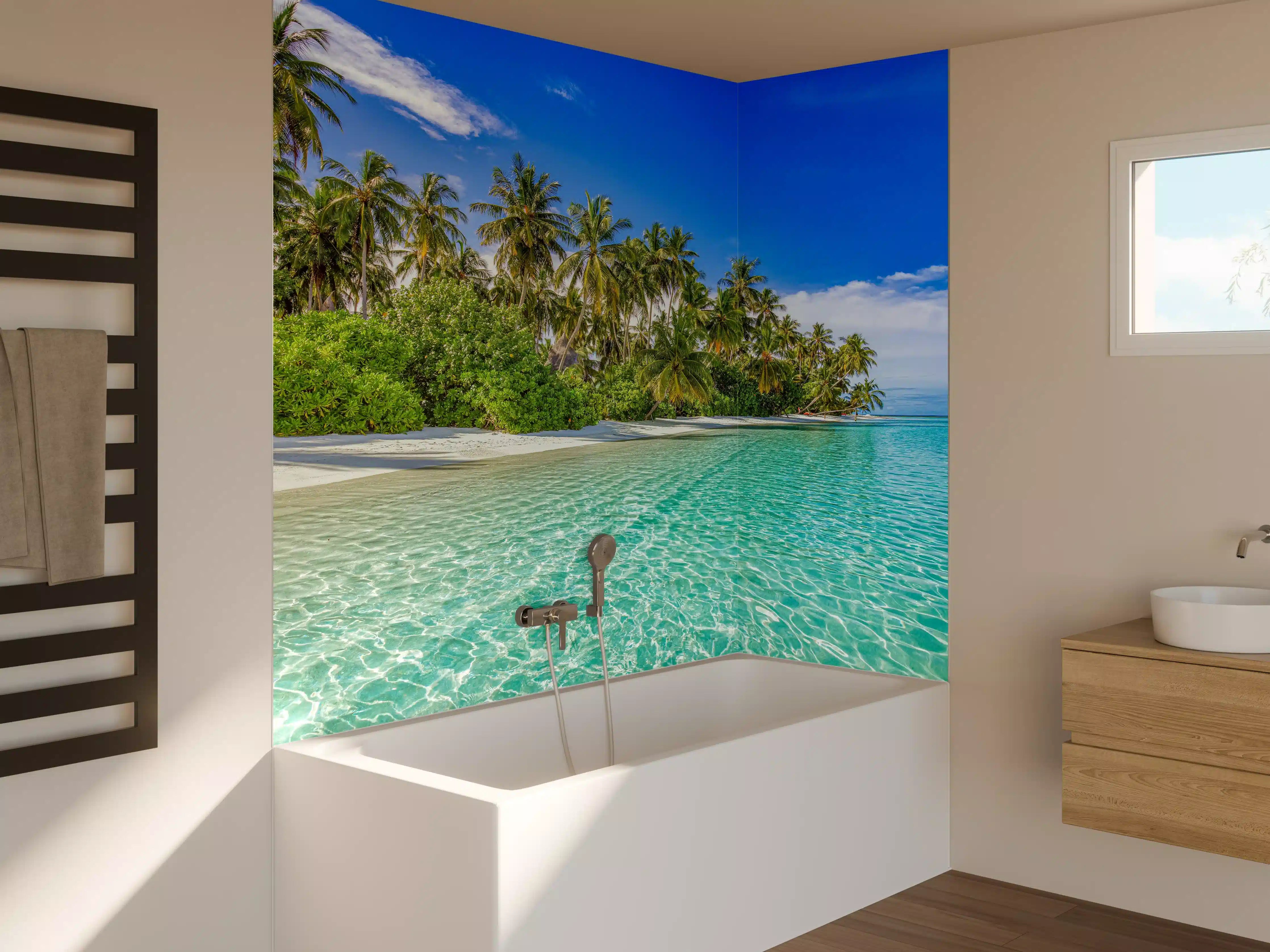 Badewannen-Rückwand - Paradiesische Insel