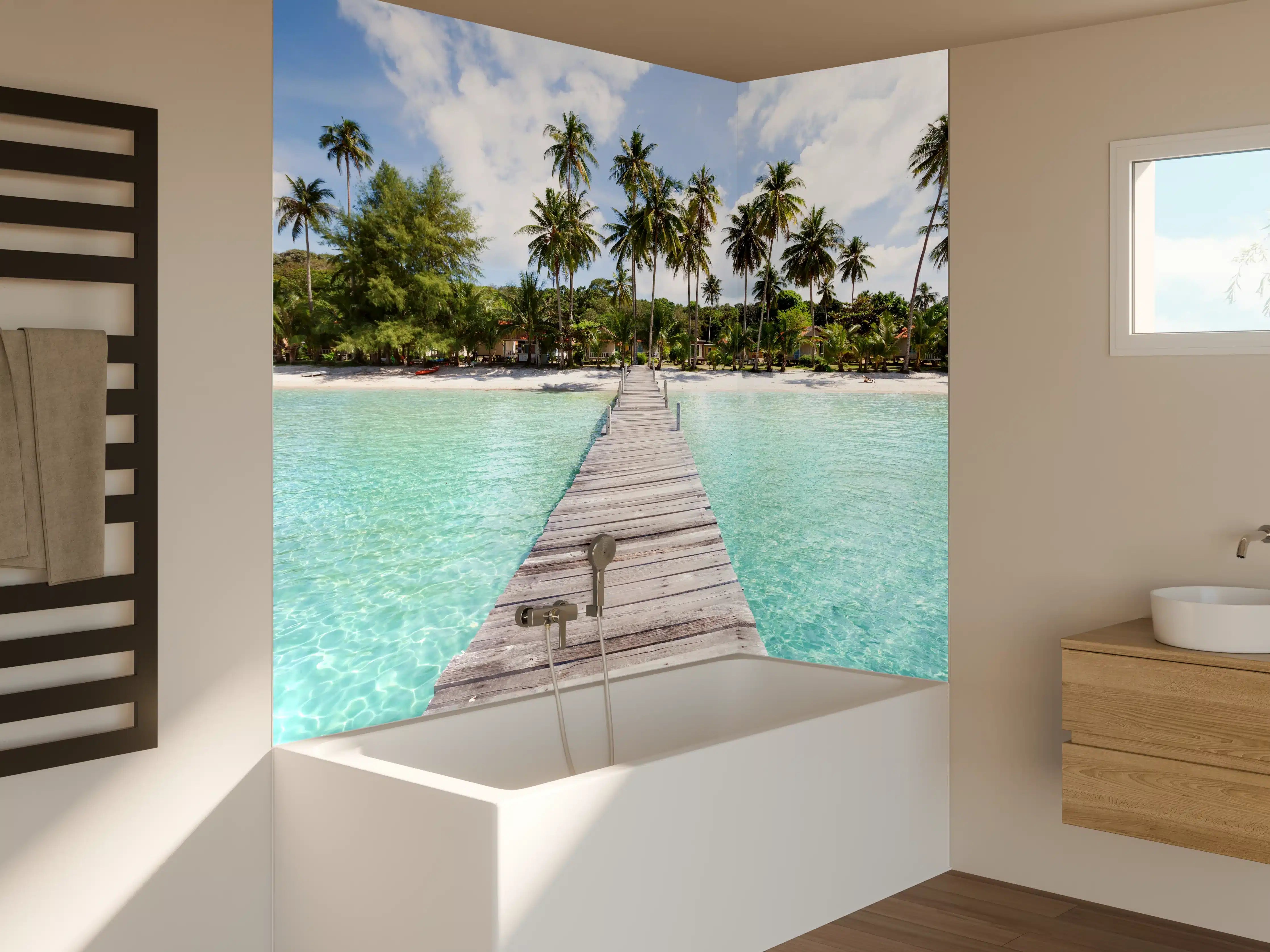 Badewannen-Rückwand - Paradiesischer Pier in Thailand