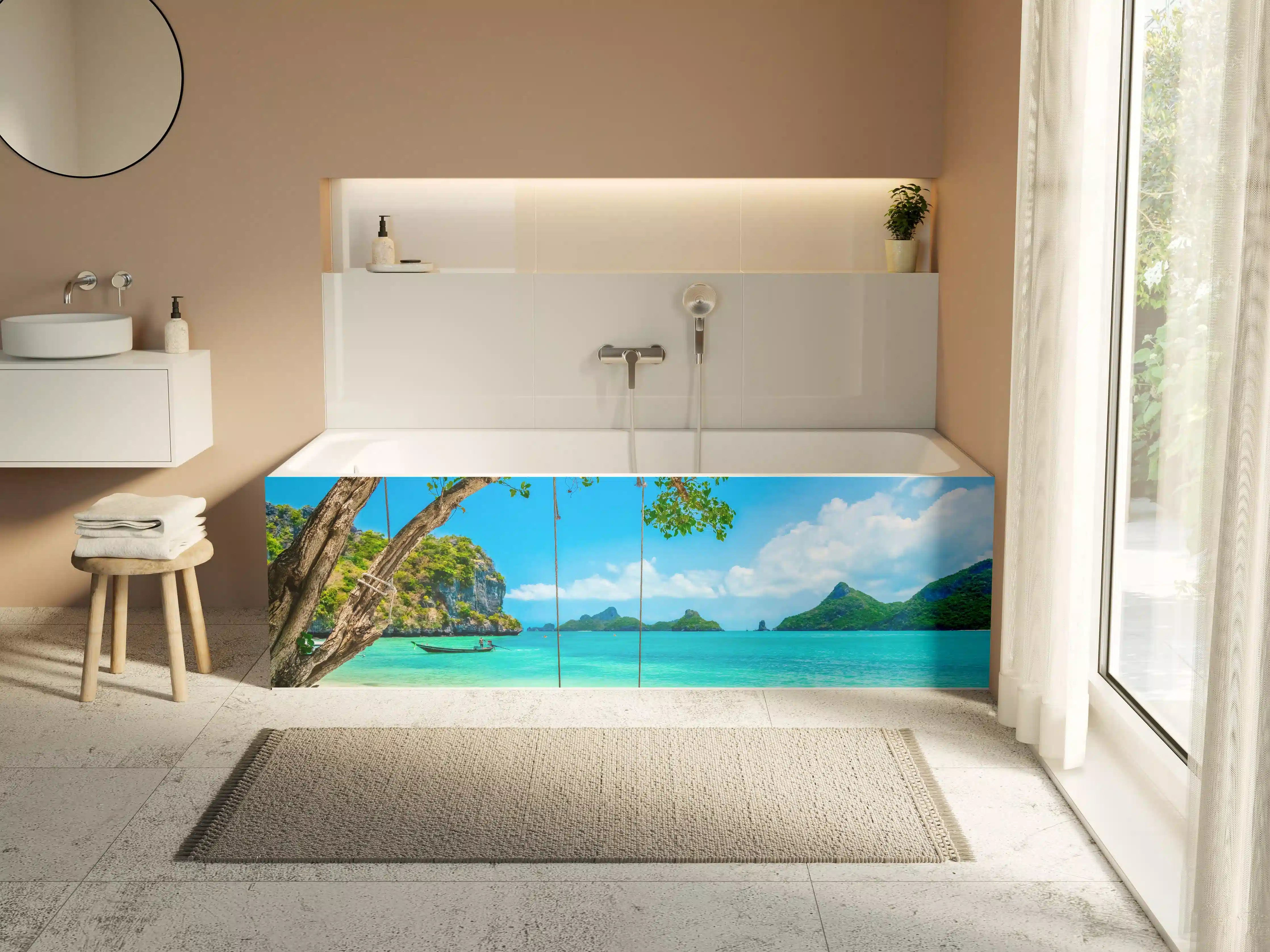 Badewannen-Rückwand - Paradiesischer Strand in Thailand