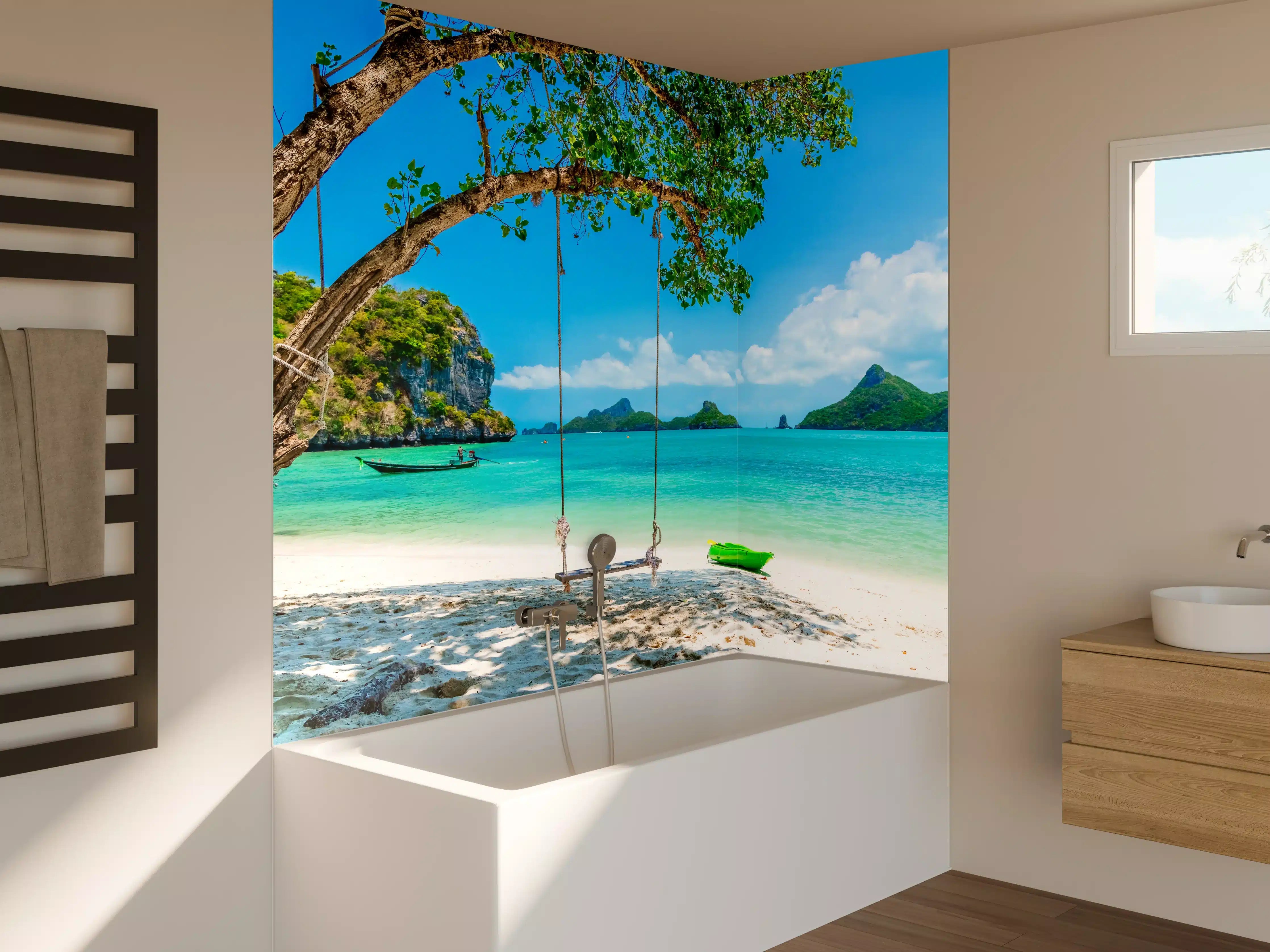 Badewannen-Rückwand - Paradiesischer Strand in Thailand