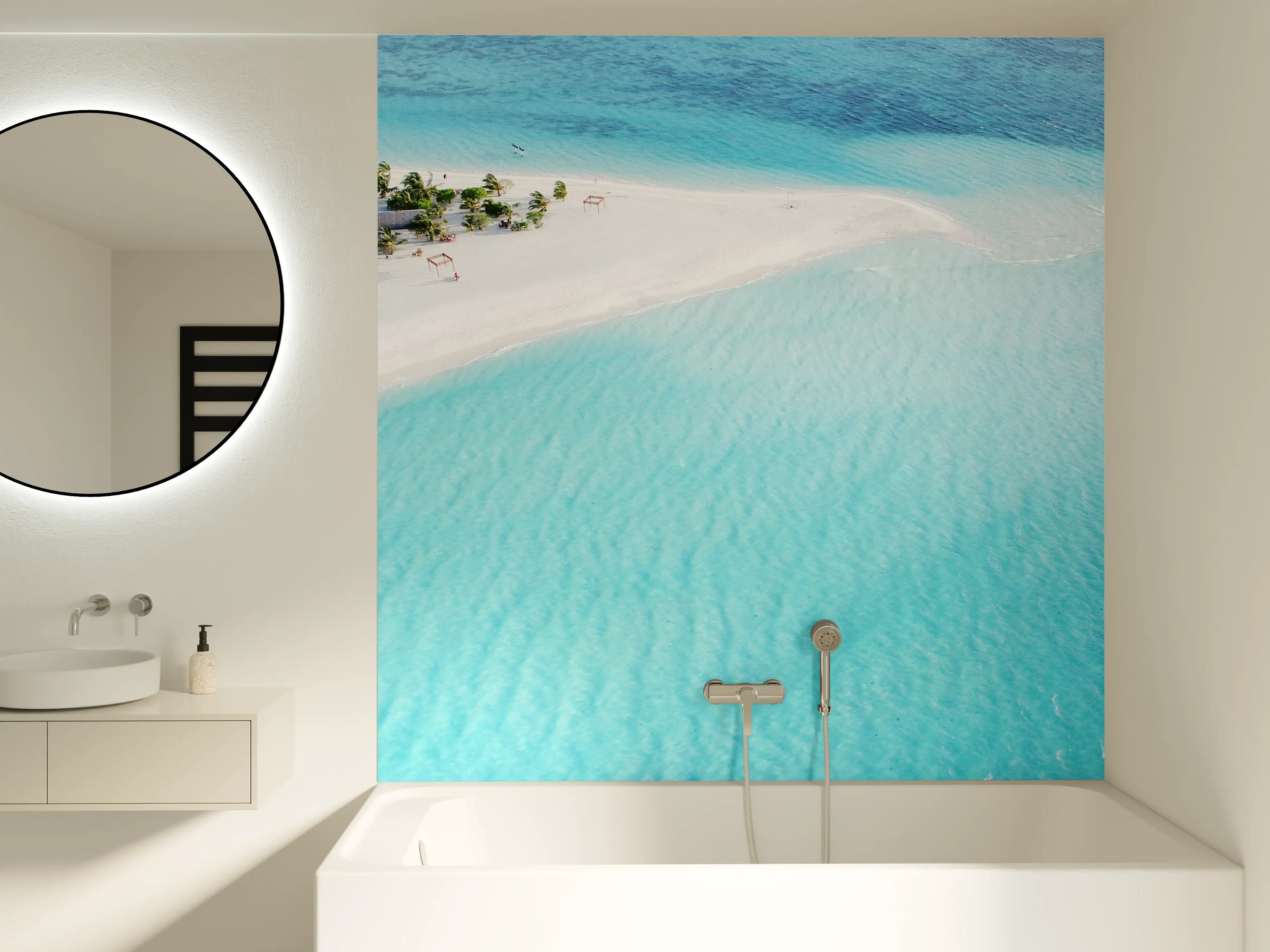 Badewannen-Rückwand - Paradiesischer Strand in den Malediven