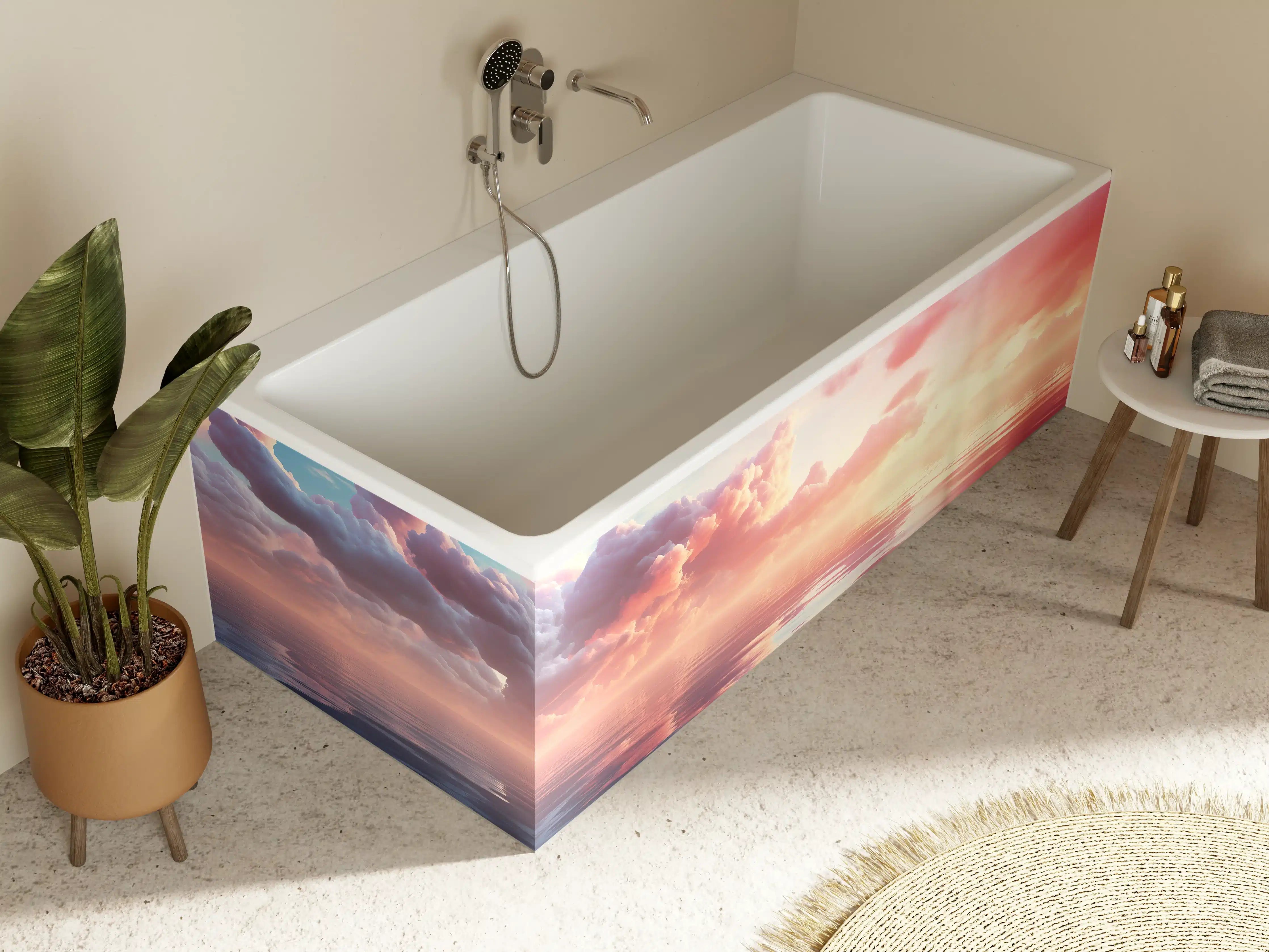 Badewannen-Rückwand - Pastell-Sonnenuntergang über Meer