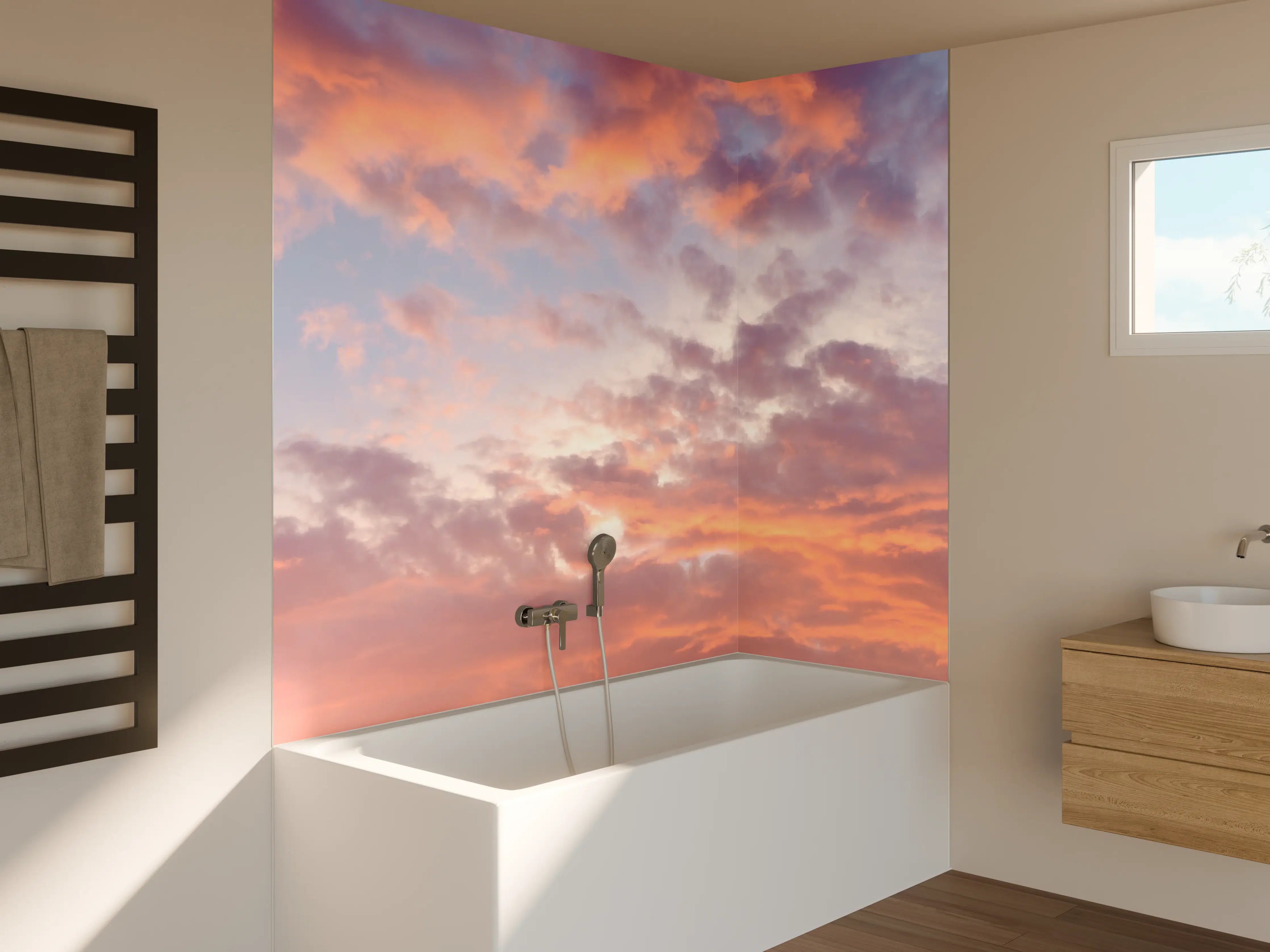 Badewannen-Rückwand - Pastell-Sonnenuntergangs-Himmel