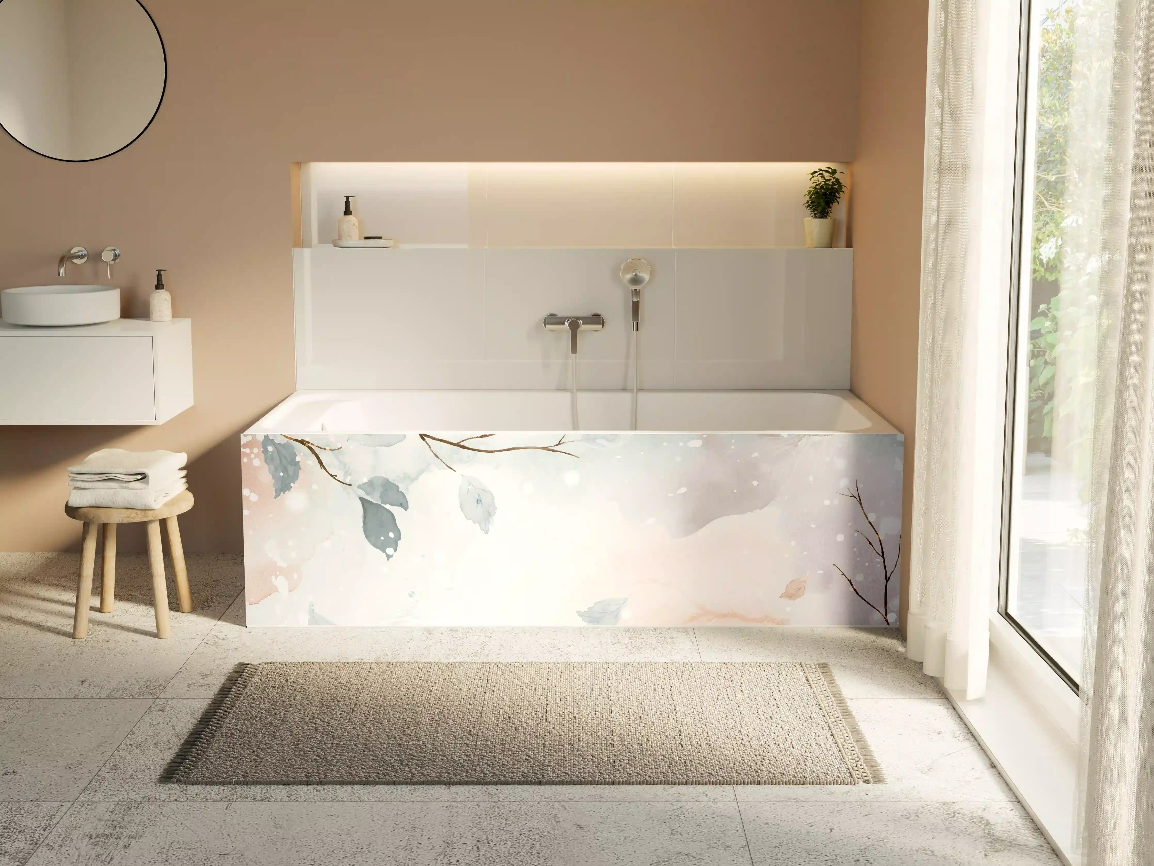 Badewannen-Rückwand - Pastell Winter Zweige