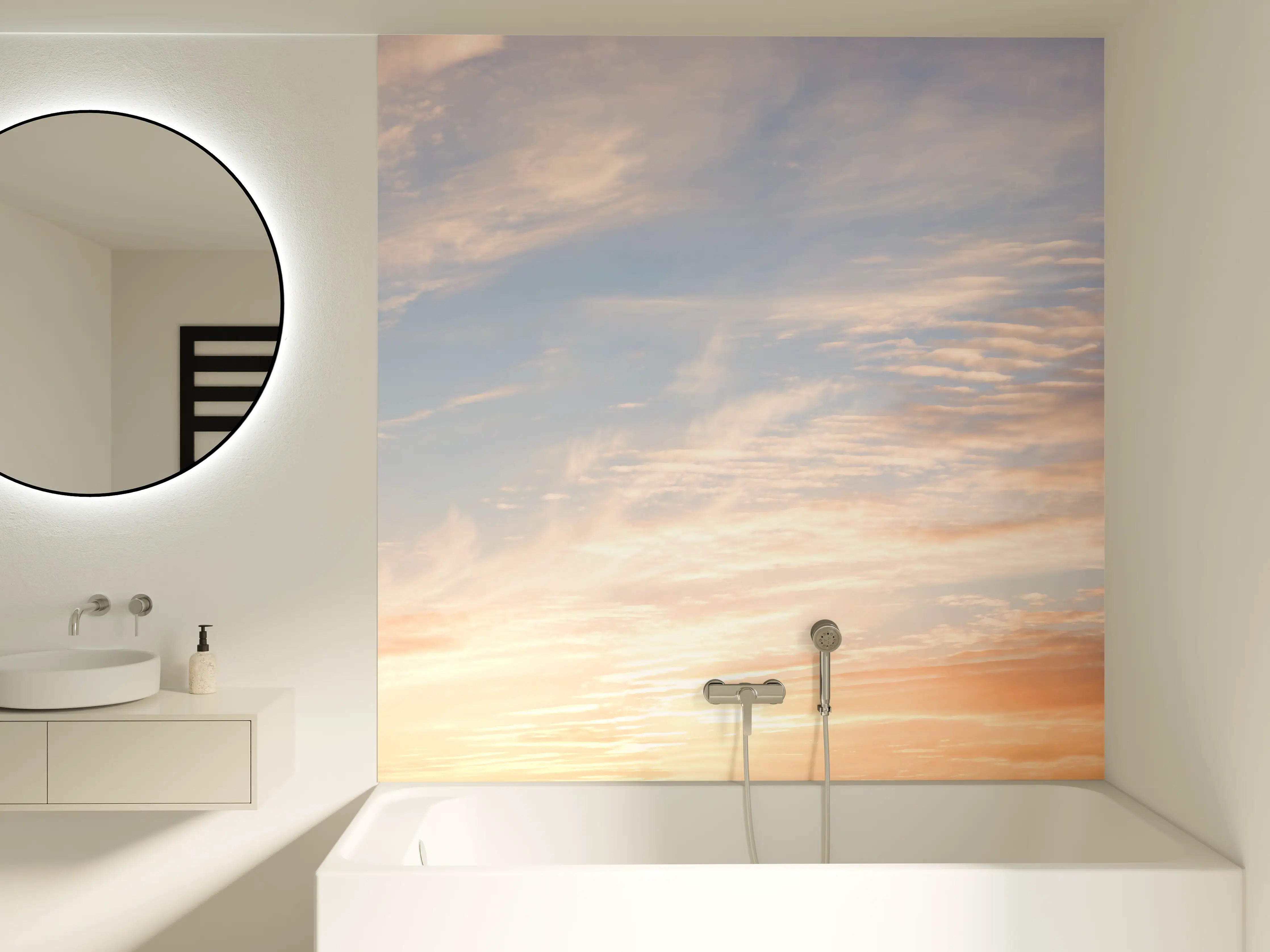 Badewannen-Rückwand - Pastellhimmel bei Sonnenuntergang