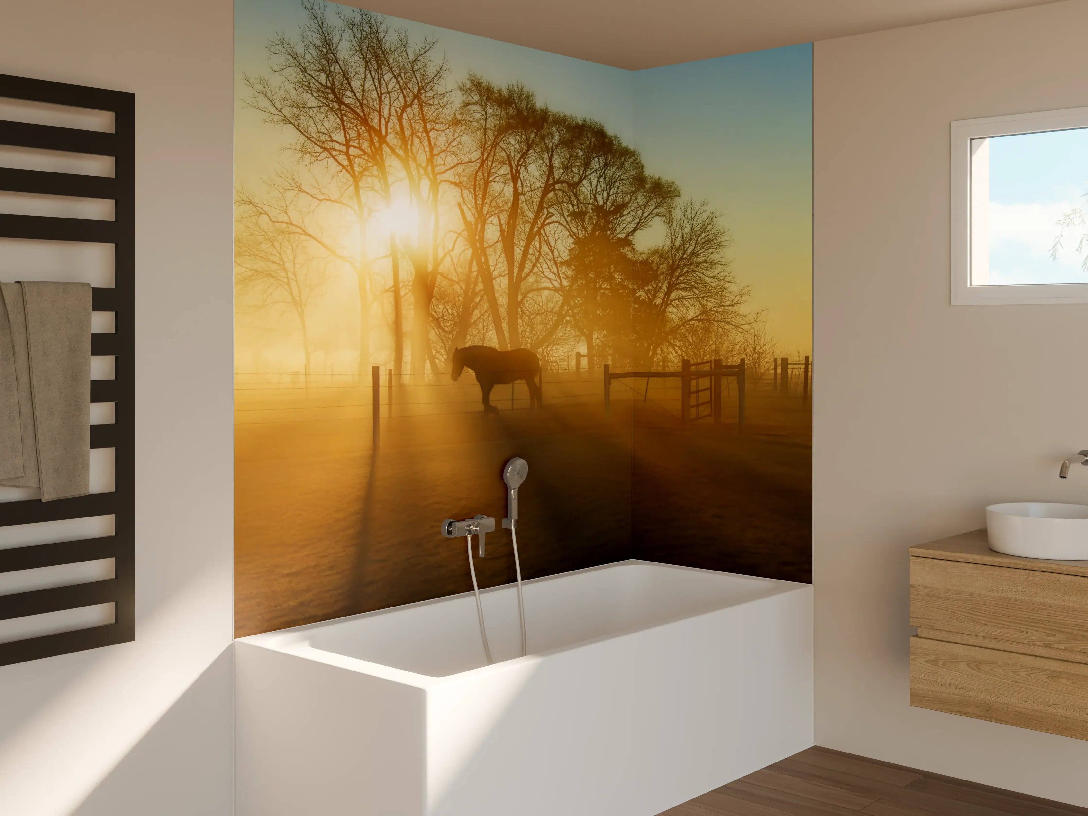 Badewannen-Rückwand - Pferd in der Morgendämmerung
