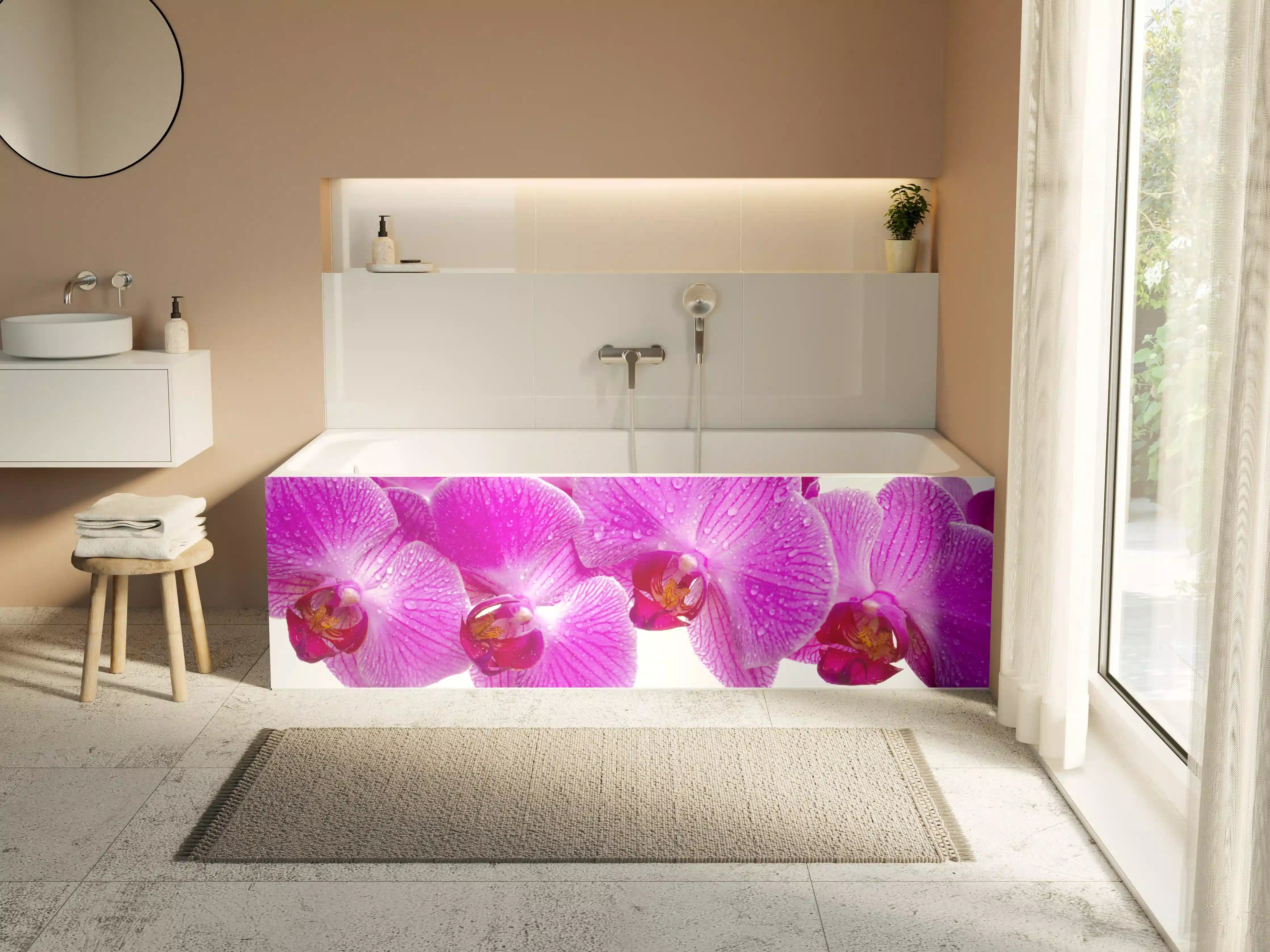 Badewannen-Rückwand - Pinke Orchideen