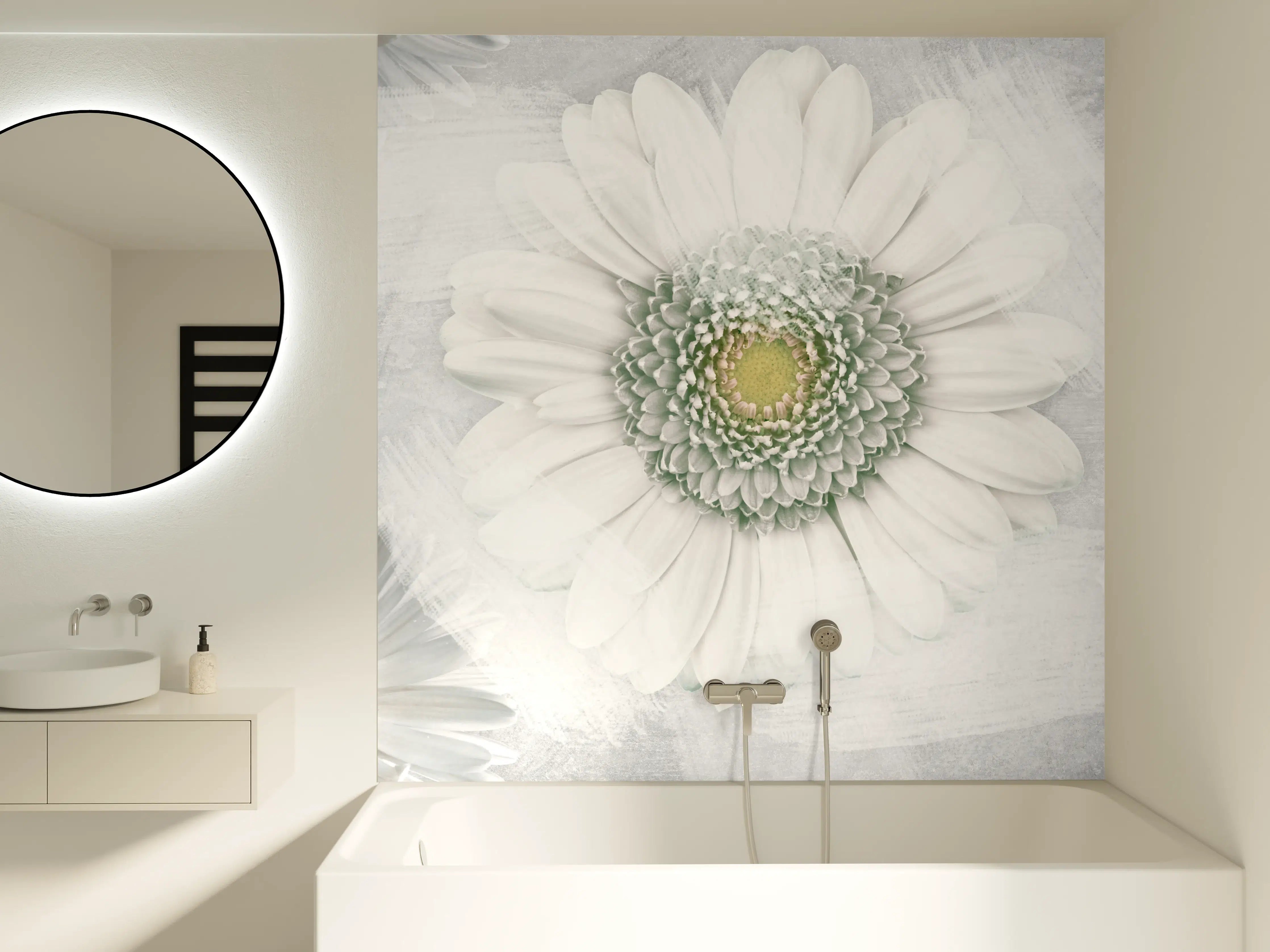 Badewannen-Rückwand - Pinsel Effekt - Blumen Muster