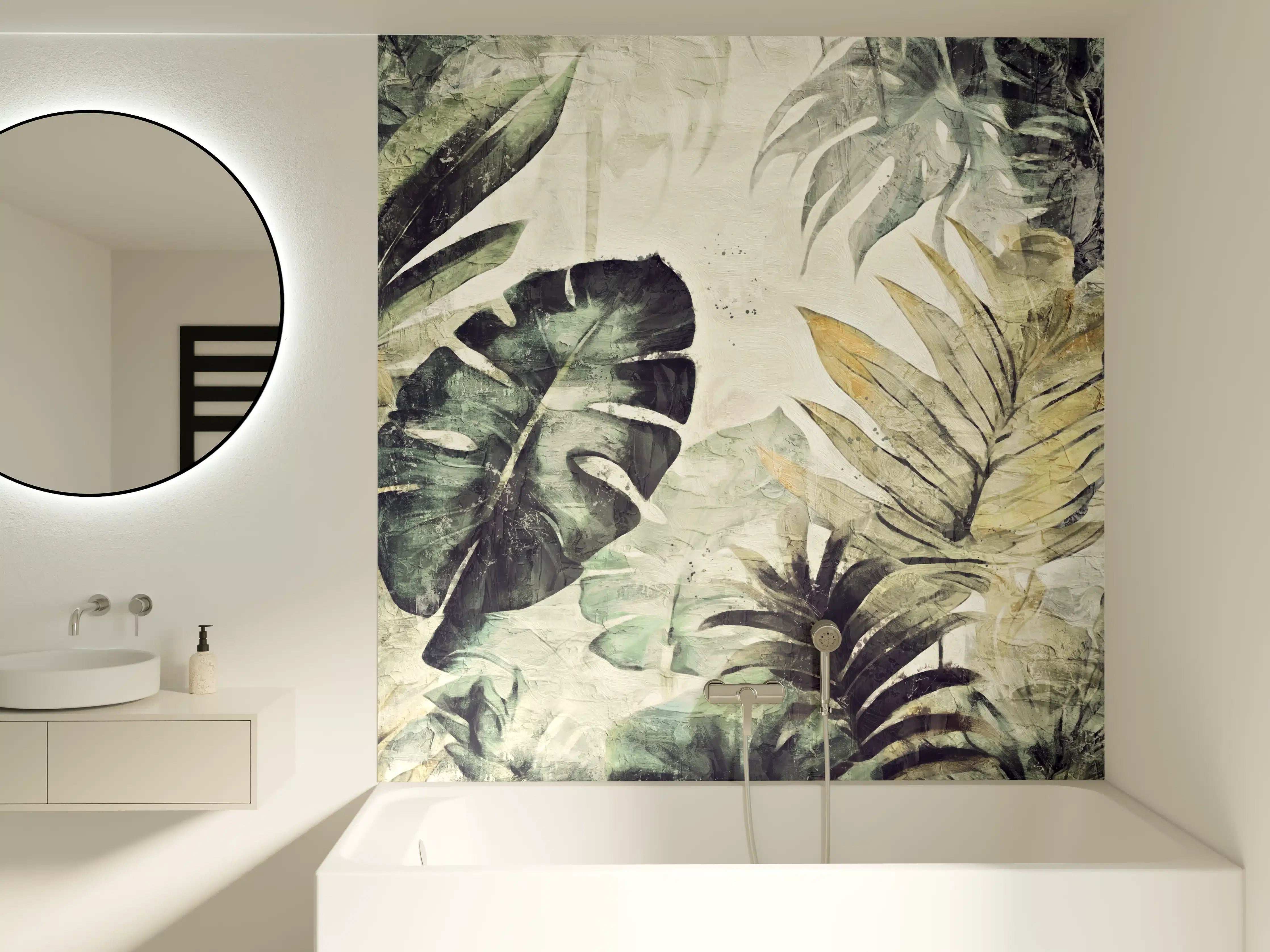 Badewannen-Rückwand - Pinselkunst - Floral