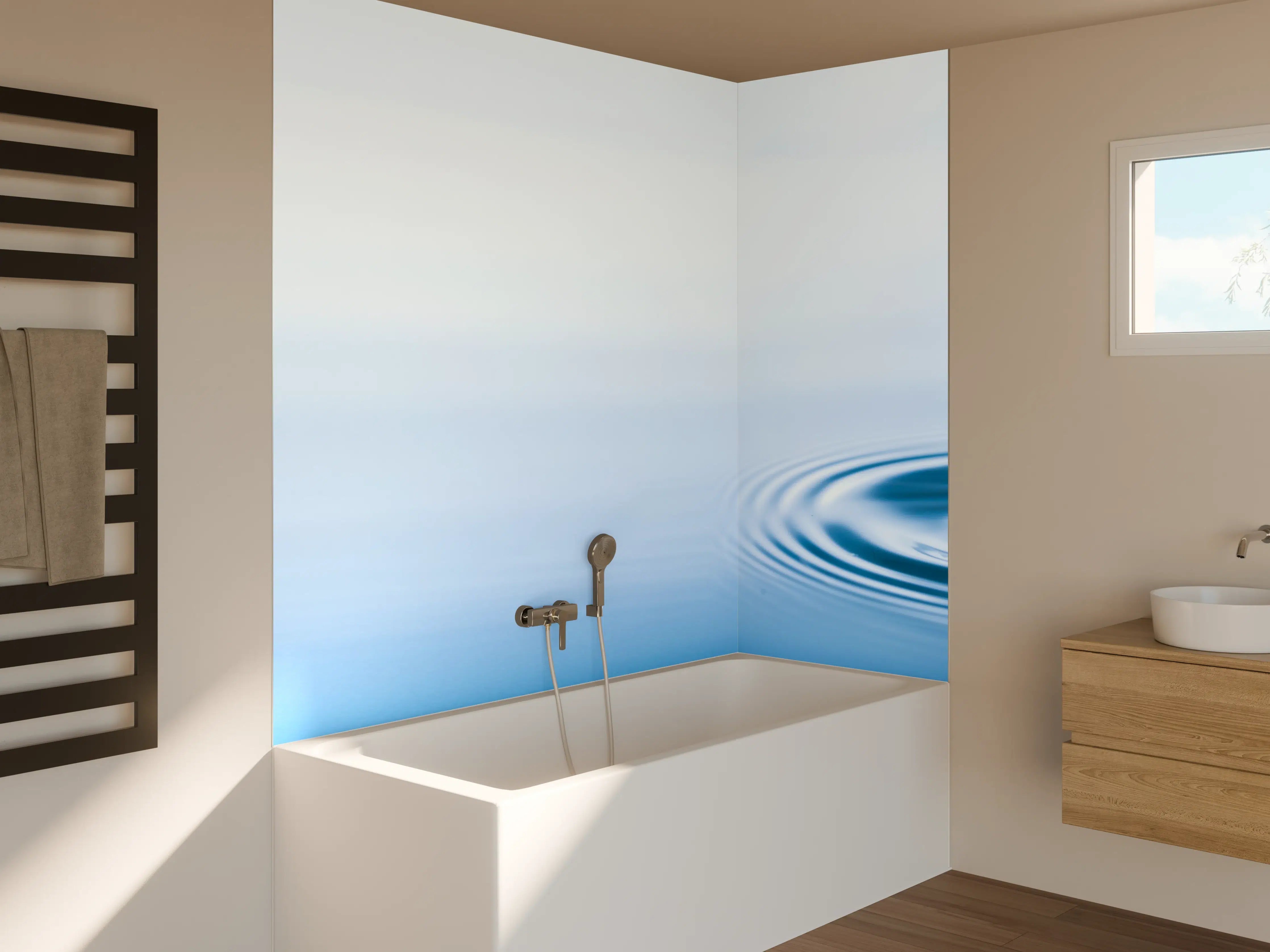 Badewannen-Rückwand - Plätschern der fallenden Wassertropfen