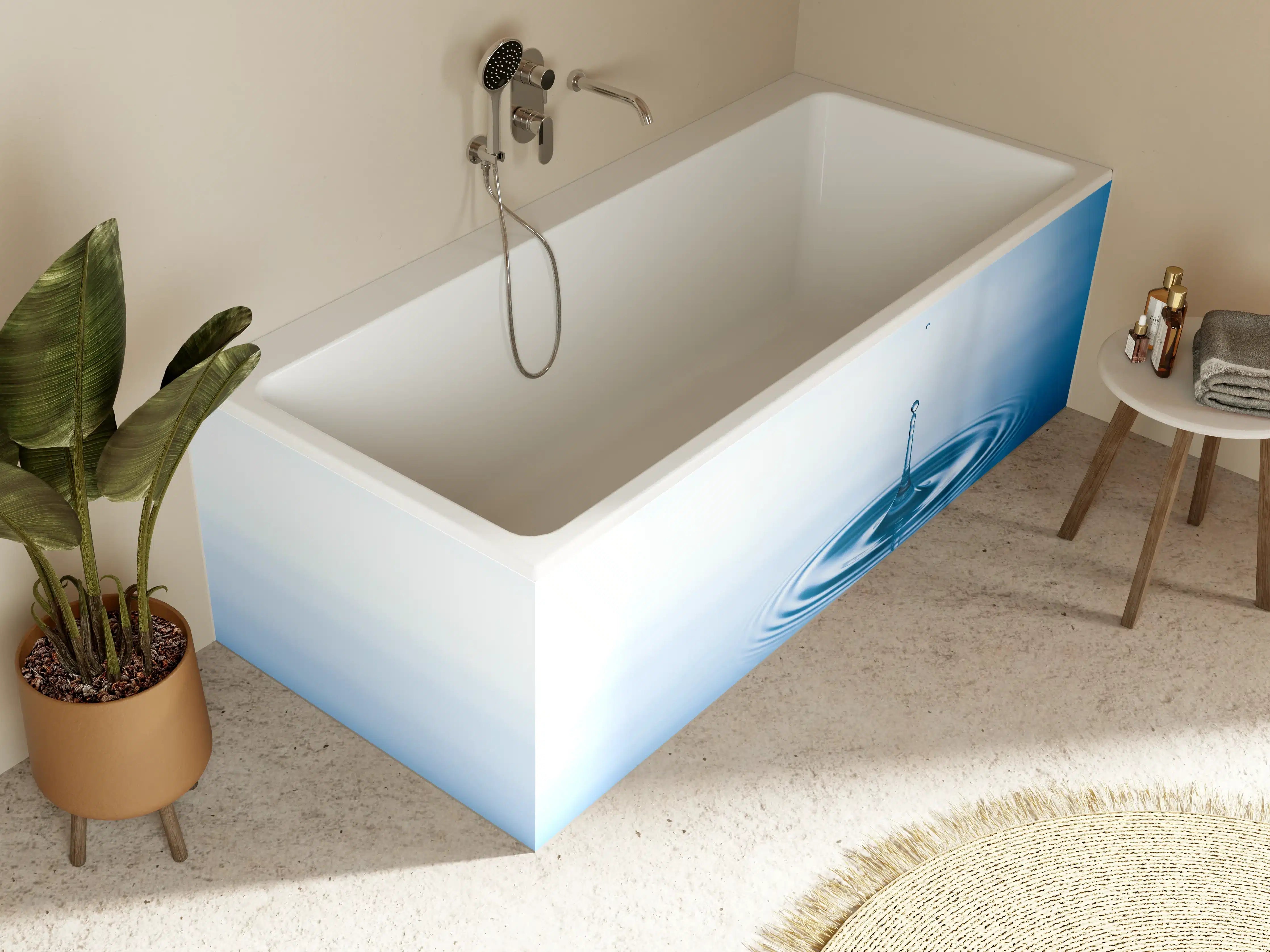 Badewannen-Rückwand - Plätschern der fallenden Wassertropfen