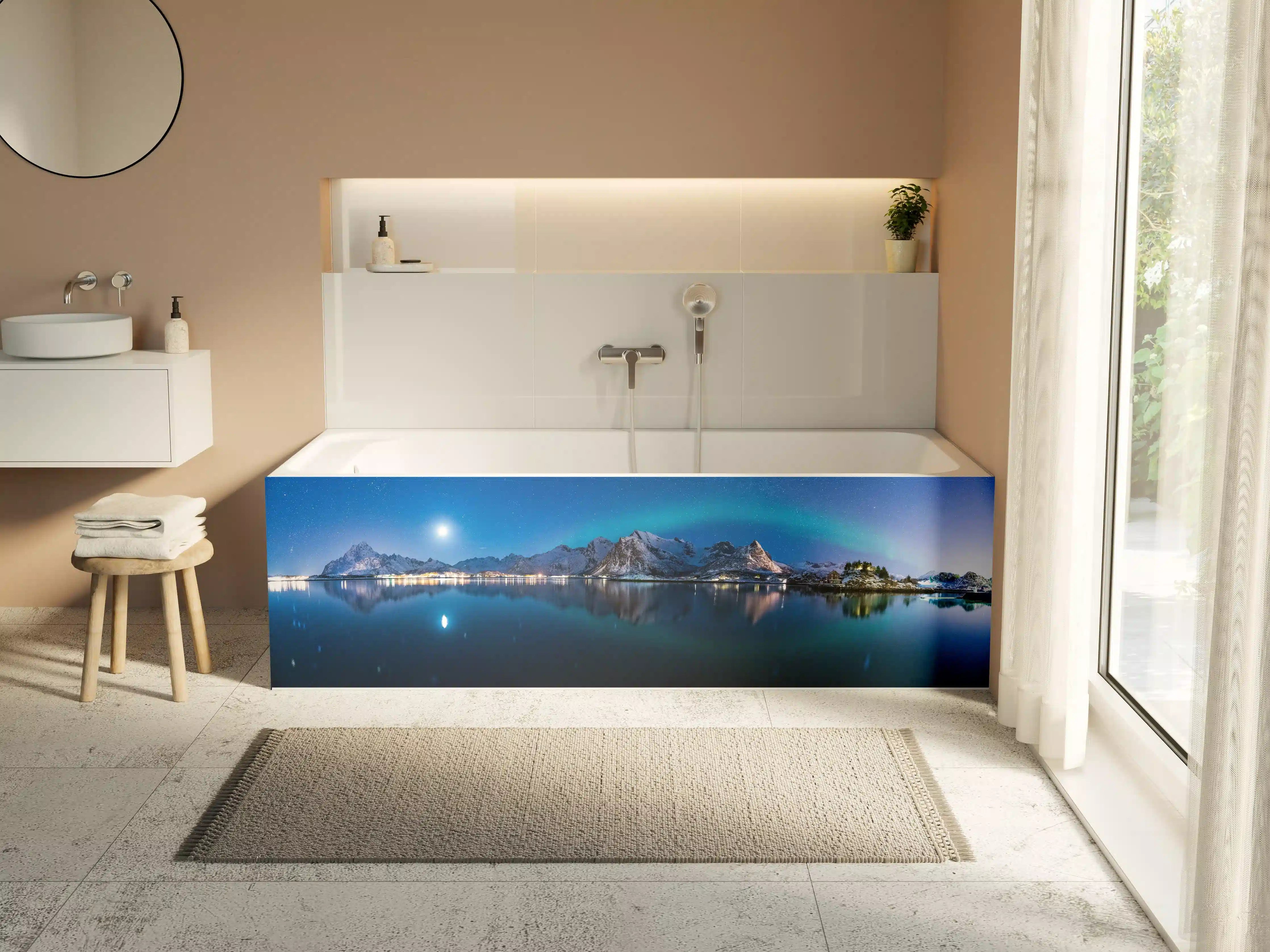Badewannen-Rückwand - Polarlichter am Himmel von Norwegen