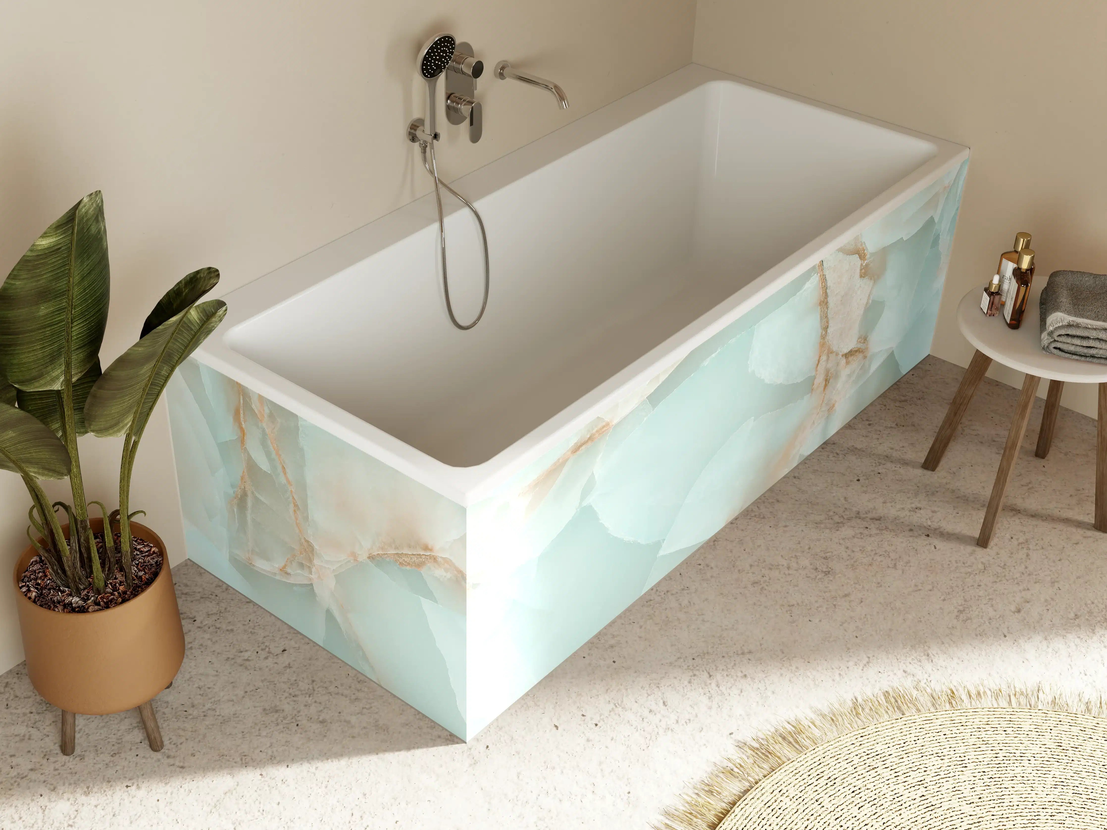 Badewannen-Rückwand - Polierter Onyx-Marmor