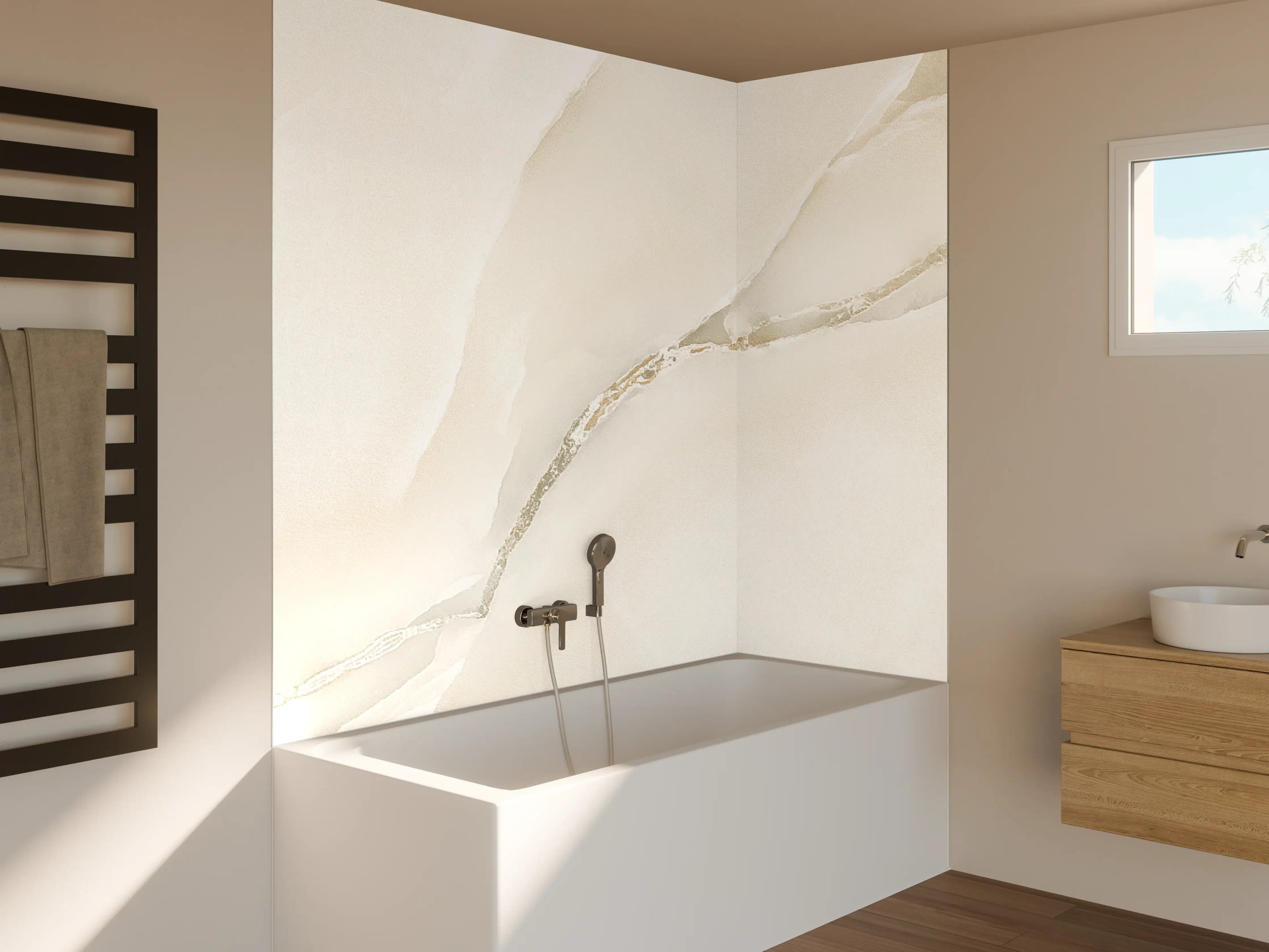 Badewannen-Rückwand - Polierter Onyxmarmor 1